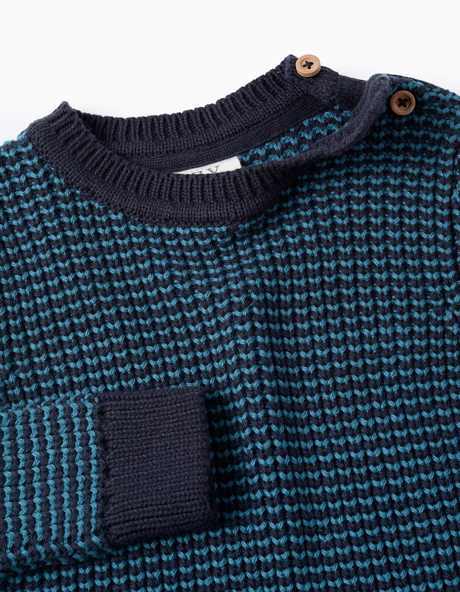 Pull en Maille pour Bébé Garçon, Bleu/Turquoise