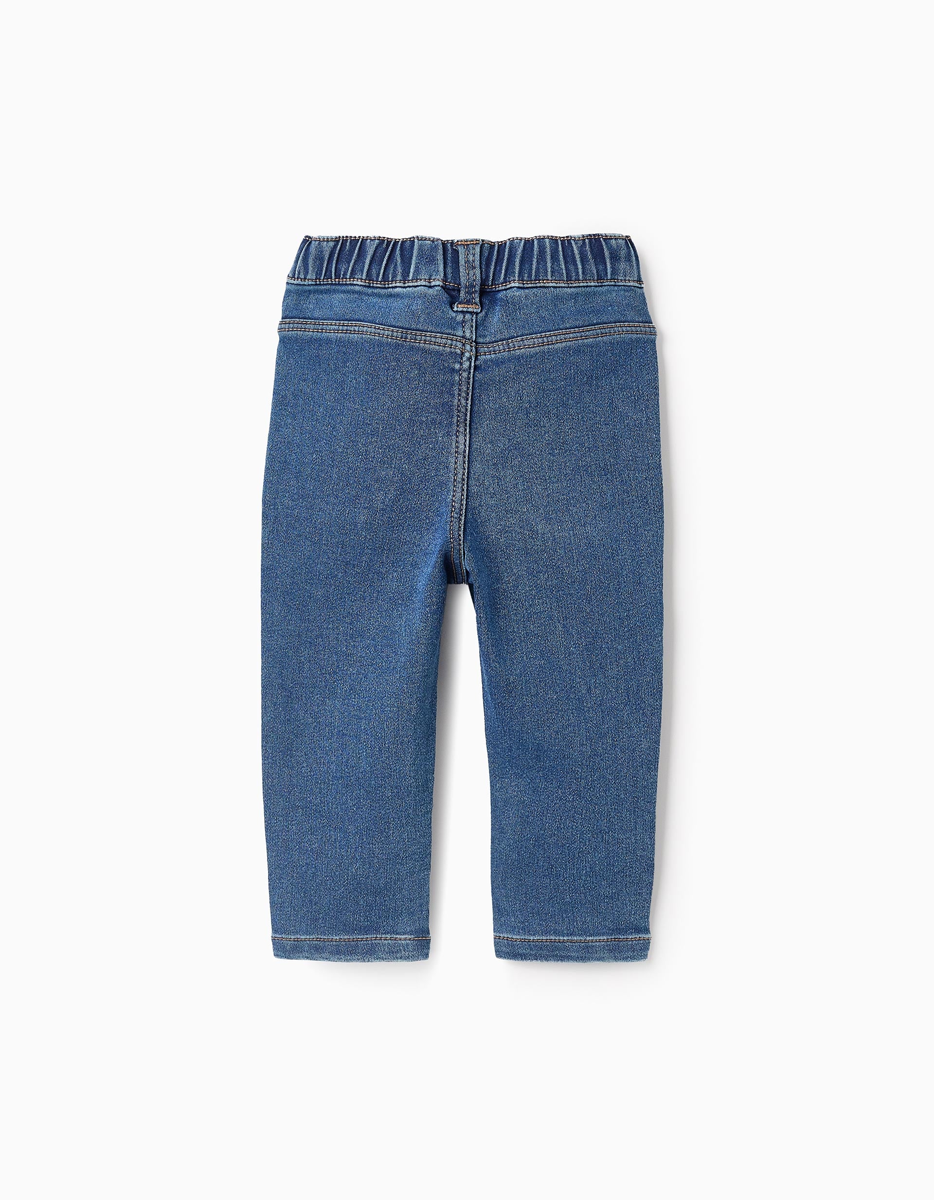 Denim Trousers with Elastic Waist for Baby Girls, Blue