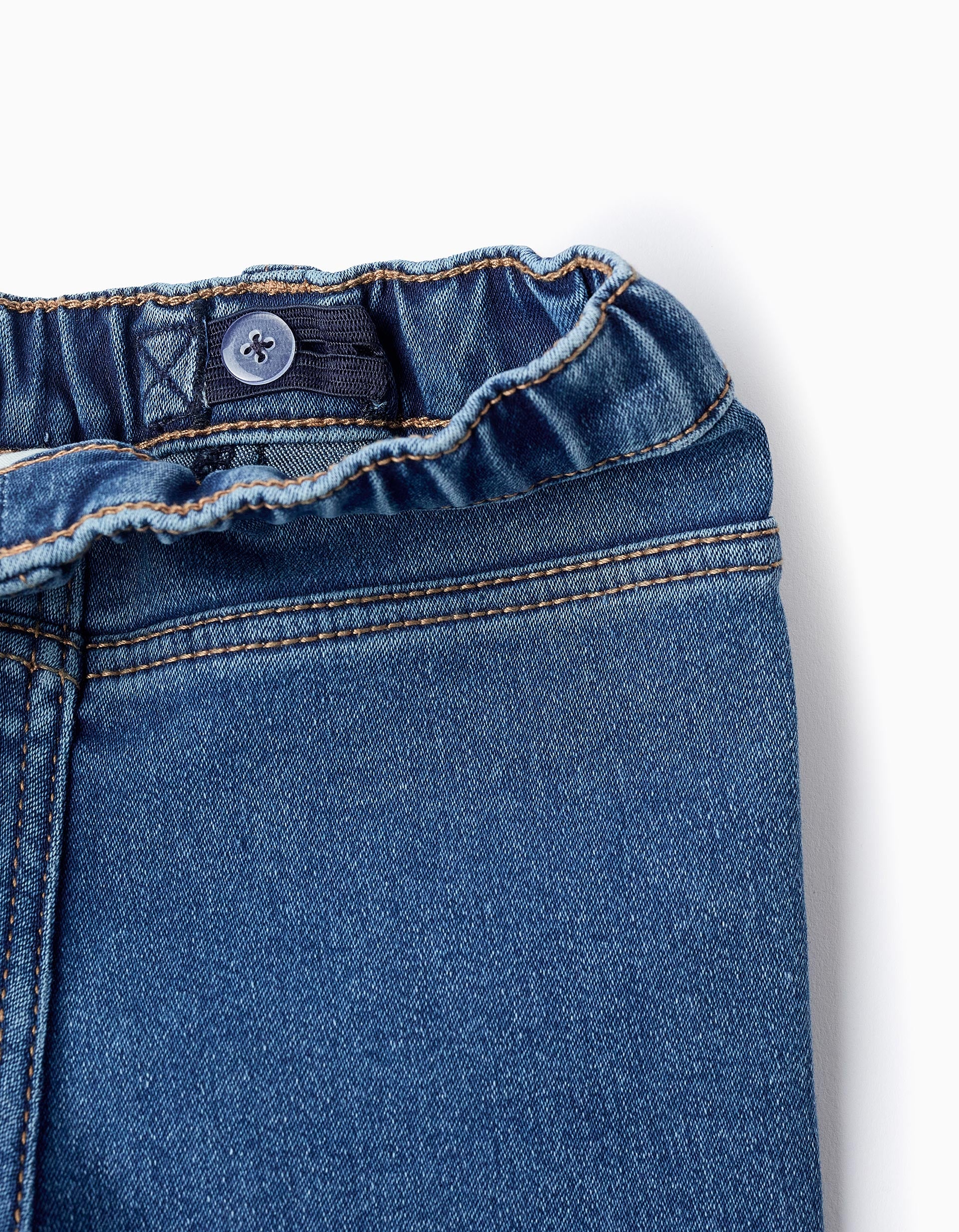 Pantalon en Jean avec Taille Élastique pour Bébé Fille, Bleu