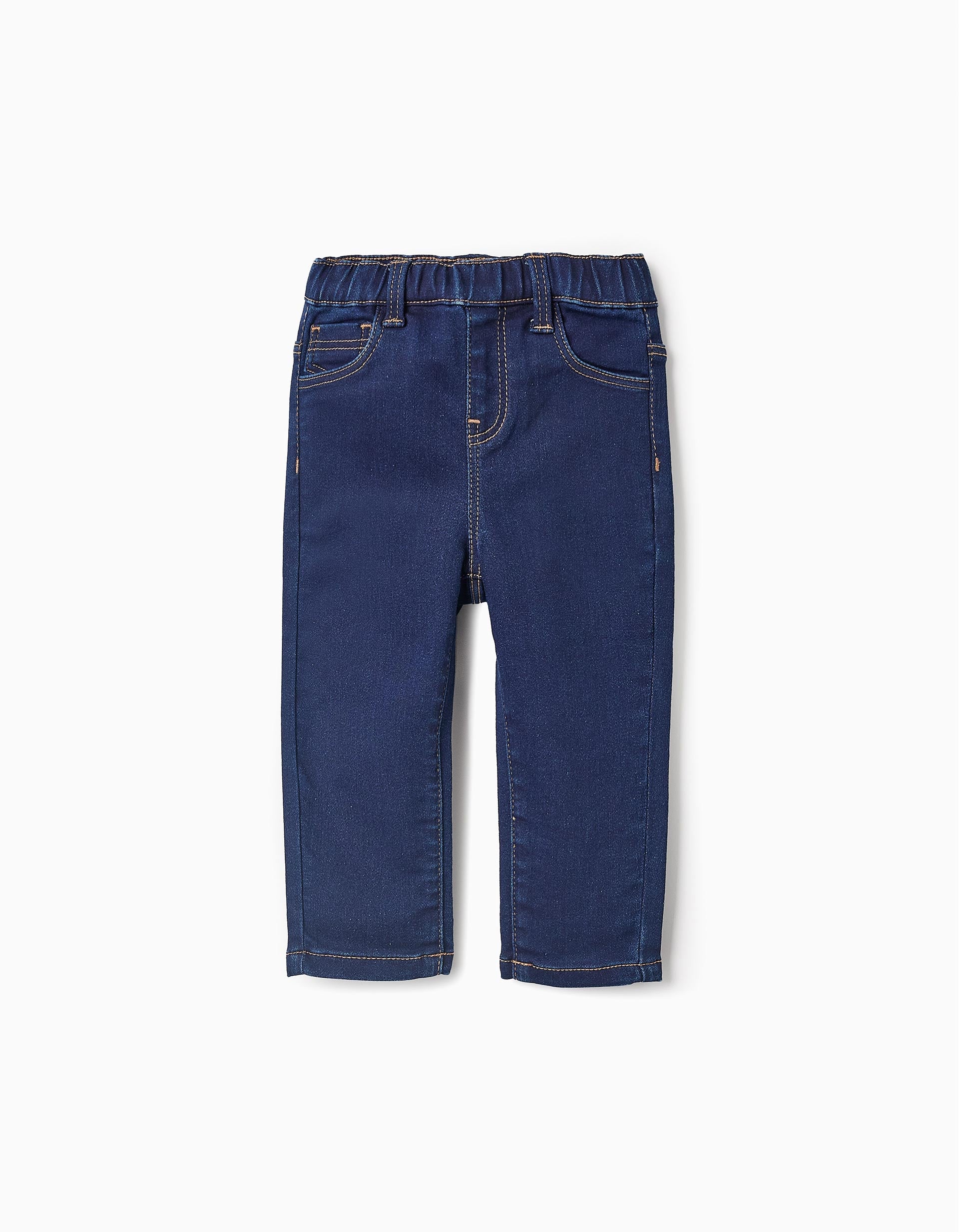 Pantalón Vaquero con Cintura Elástica para Bebé Niña, Azul Oscuro