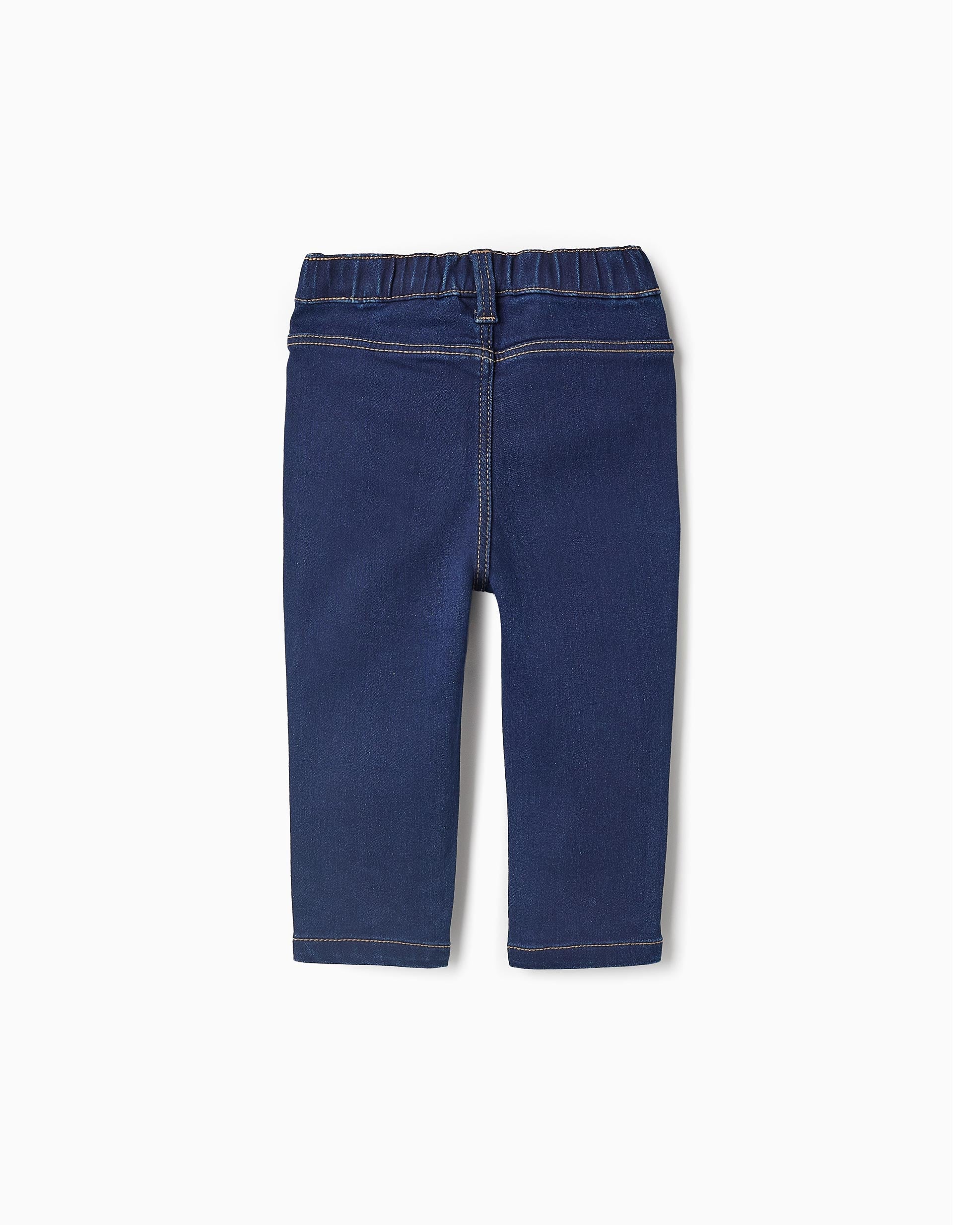 Pantalón Vaquero con Cintura Elástica para Bebé Niña, Azul Oscuro