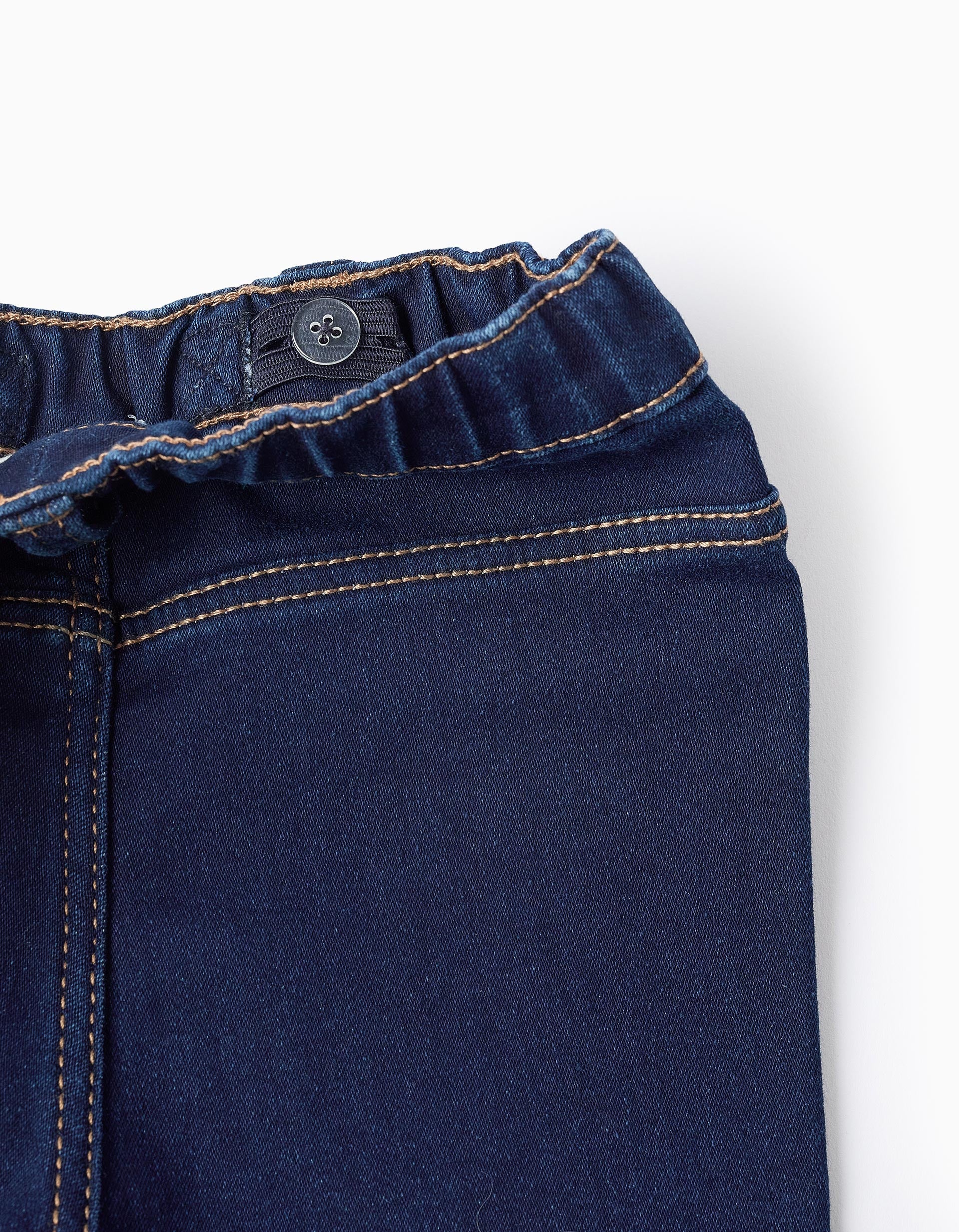 Pantalón Vaquero con Cintura Elástica para Bebé Niña, Azul Oscuro