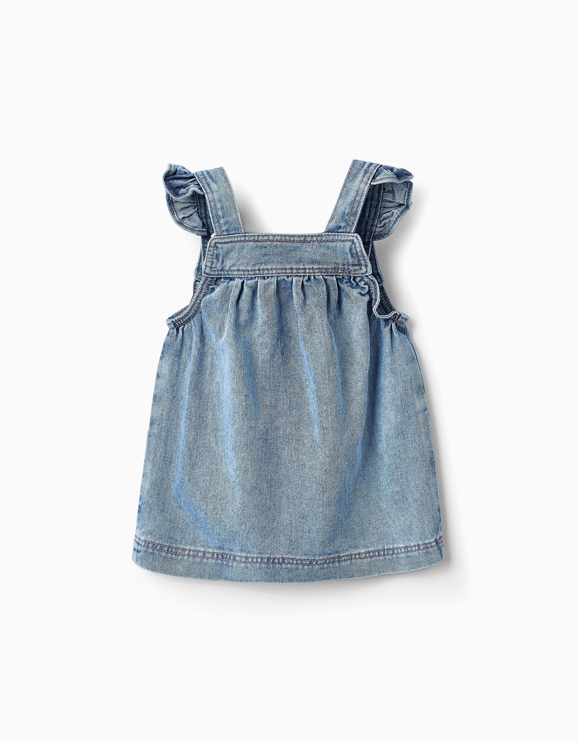 Jupe en Jean en Coton avec Volants pour Bébé Fille, Bleu