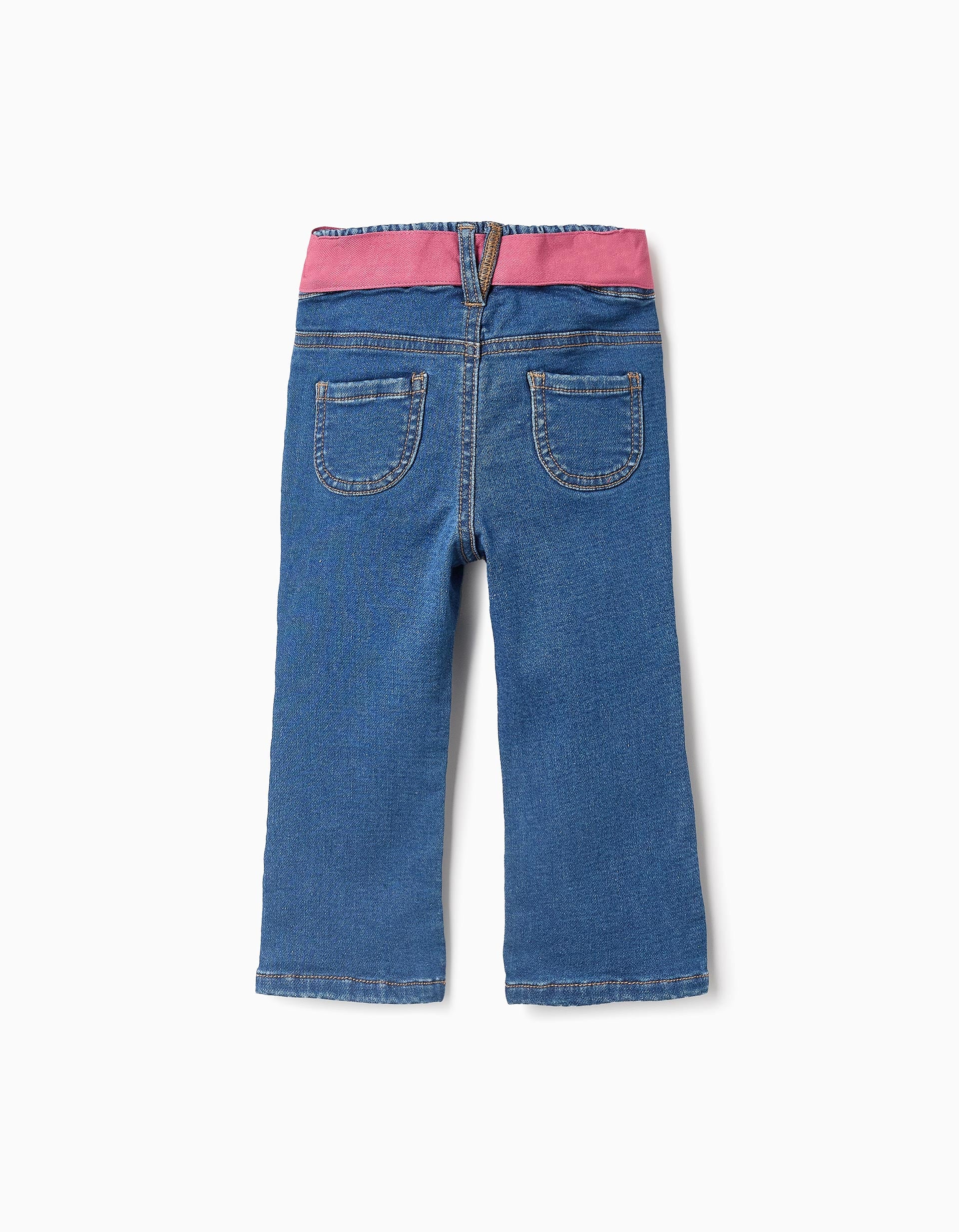 Pantalón Vaquero con Cintas para Bebé Niña 'Flare Fit', Azul