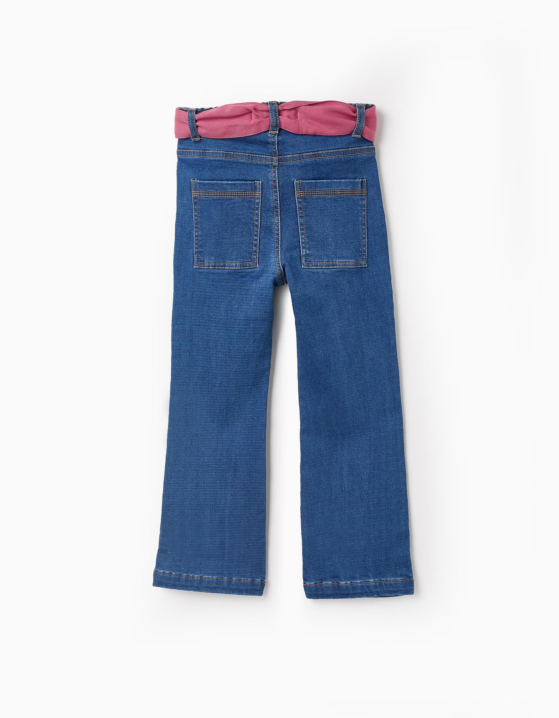 Denim Trousers with Ribbons for Girls 'Flare Fit', Blue