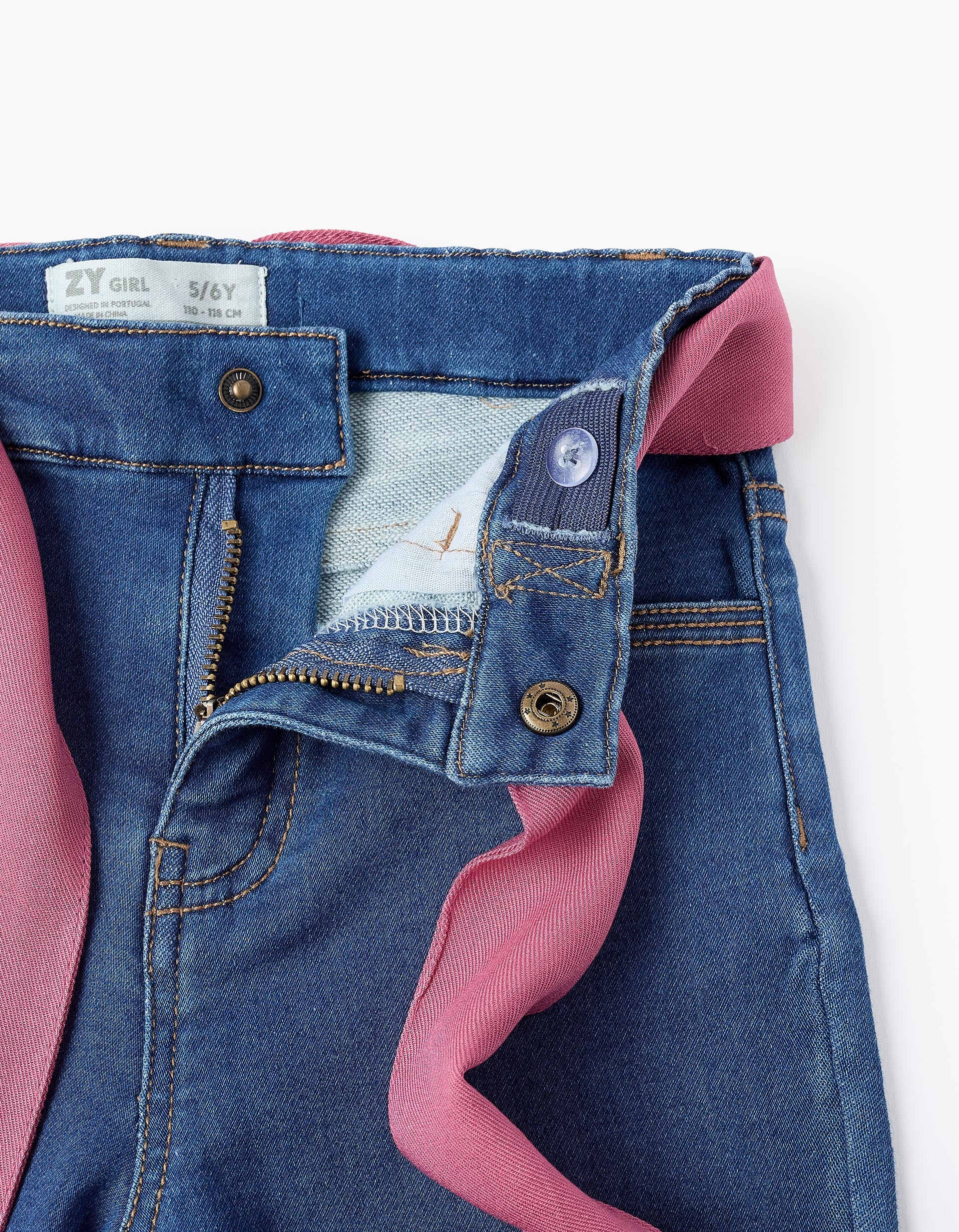 Pantalón Vaquero con Cintas para Niña 'Flare Fit', Azul