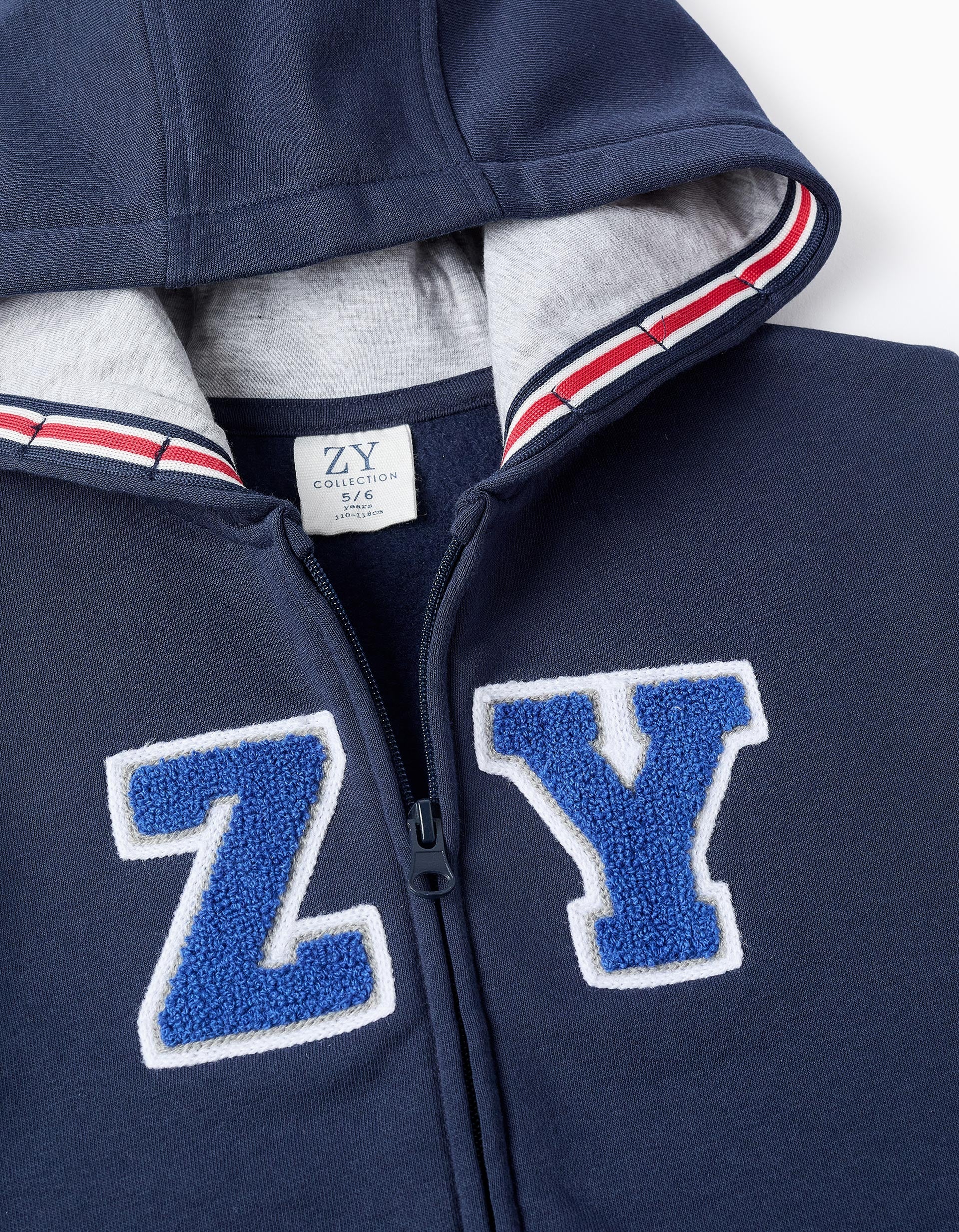 Chaqueta Perchada con Capucha para Niño 'ZY', Azul Oscuro