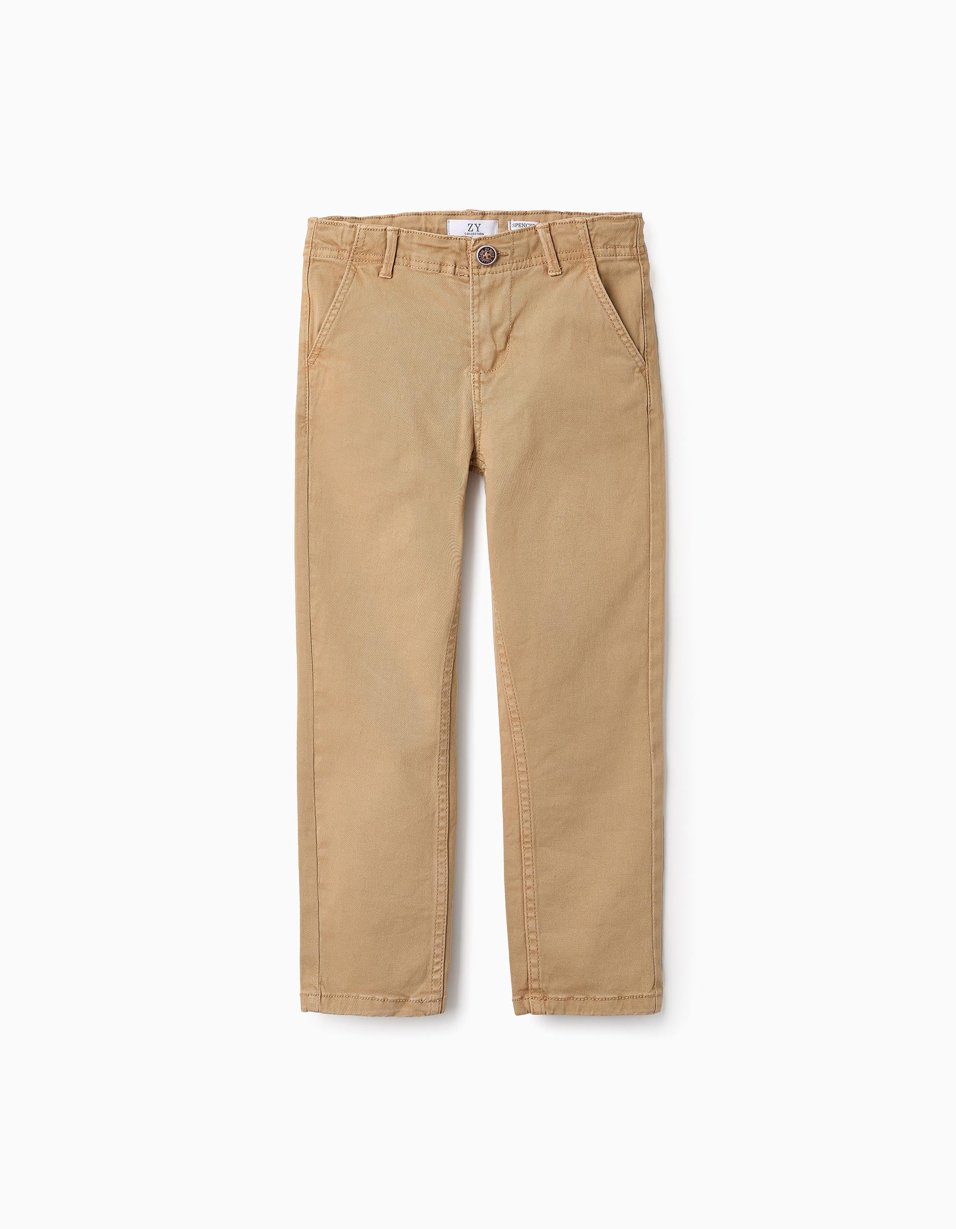 Calças Chino de Sarja para Menino 'Slim', Camel