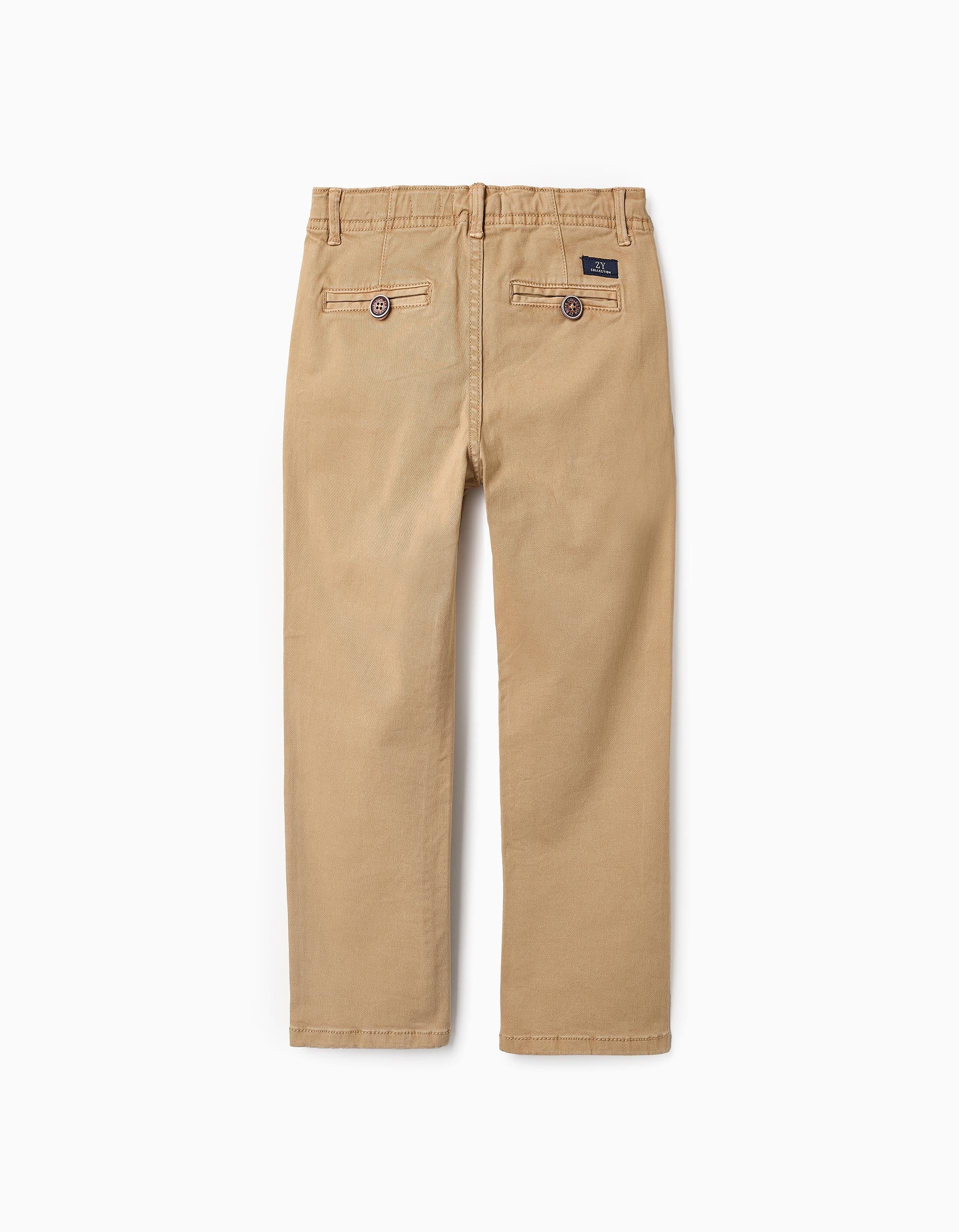 Calças Chino de Sarja para Menino 'Slim', Camel