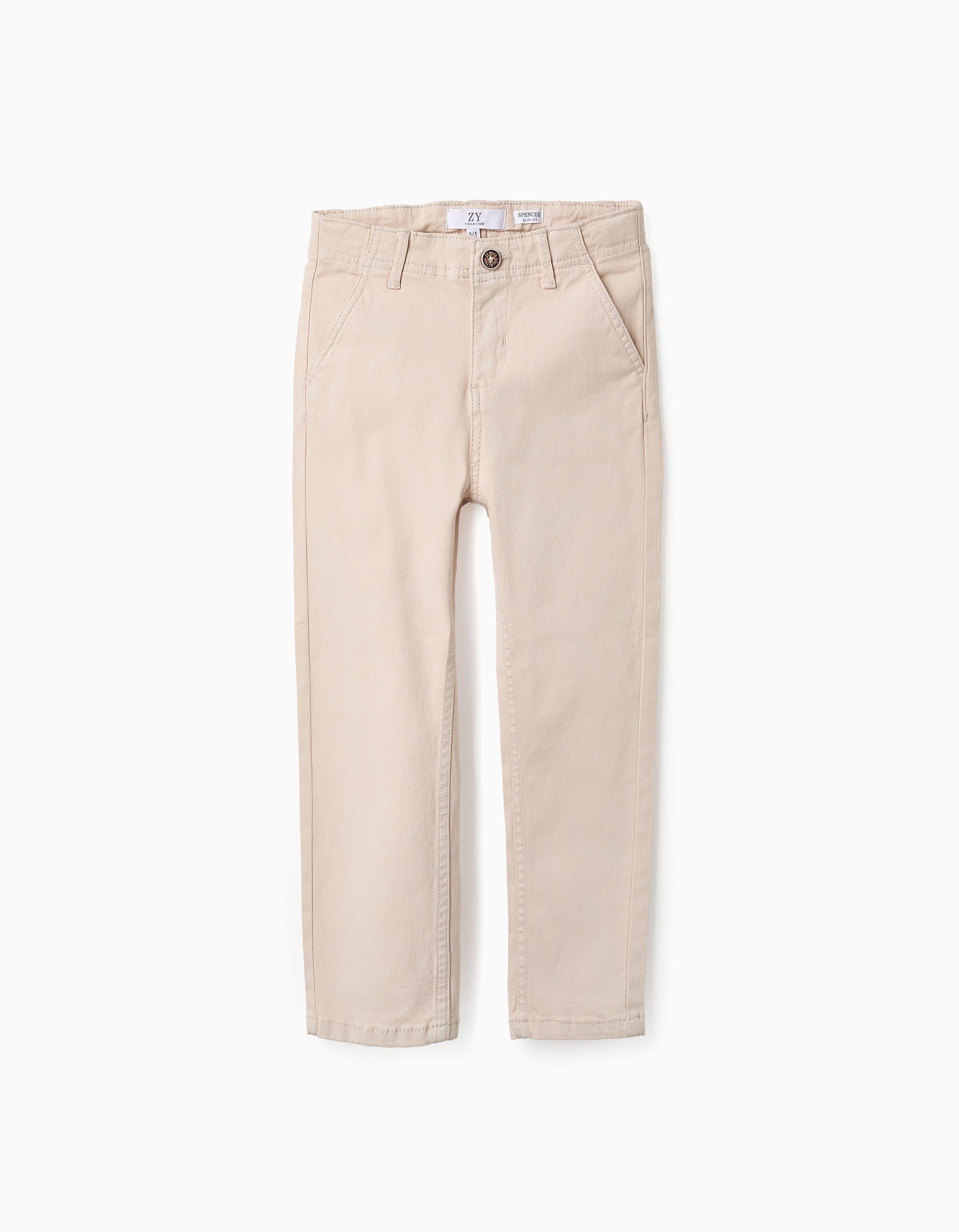 Twill Chino Trousers for Boys 'Slim', Beige