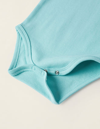 Pack of 2 Sleeveless Cotton Bodysuits for Baby Boys, Aqua Green