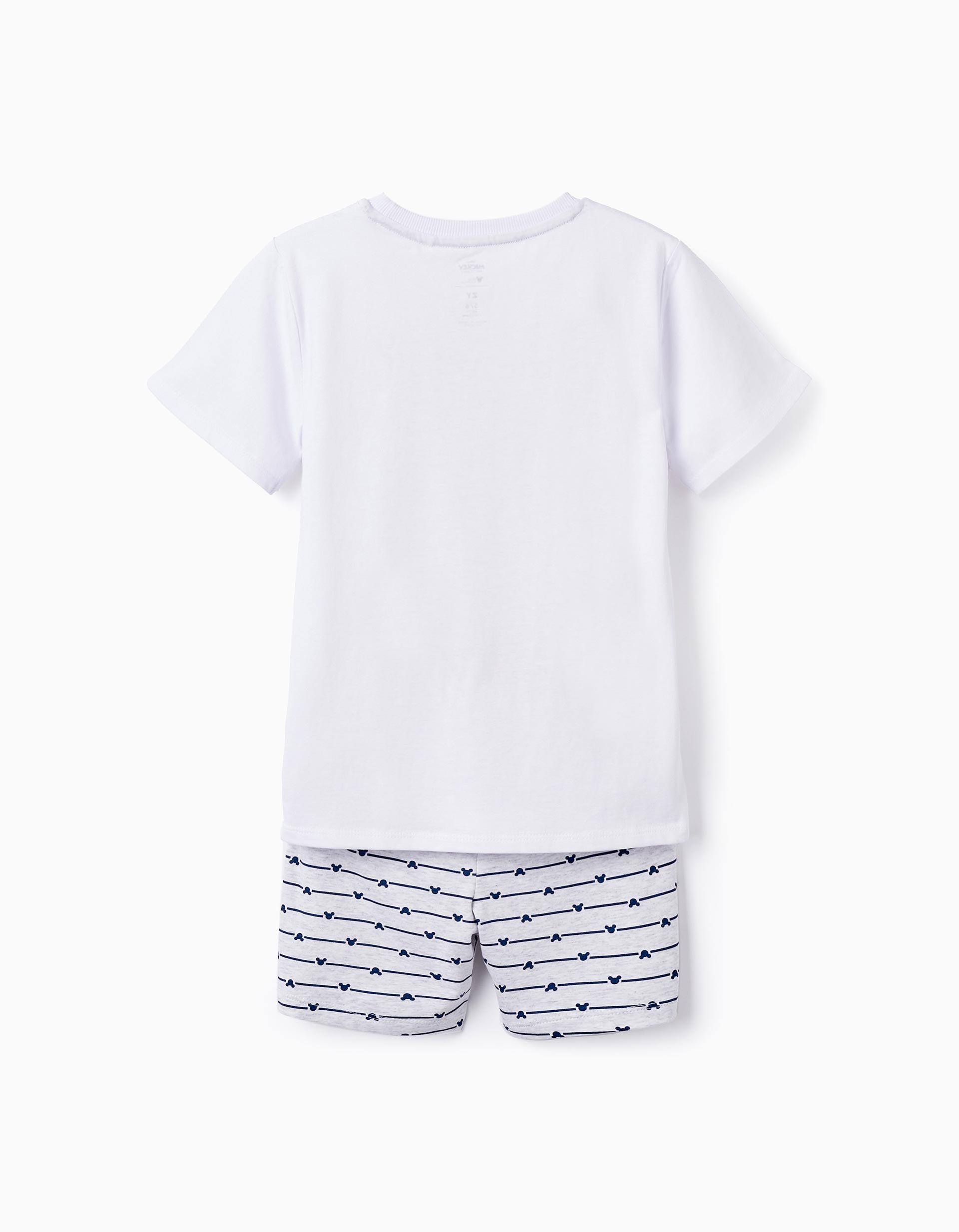 Pijama de Algodón para Niño 'Mickey', Blanco/Gris