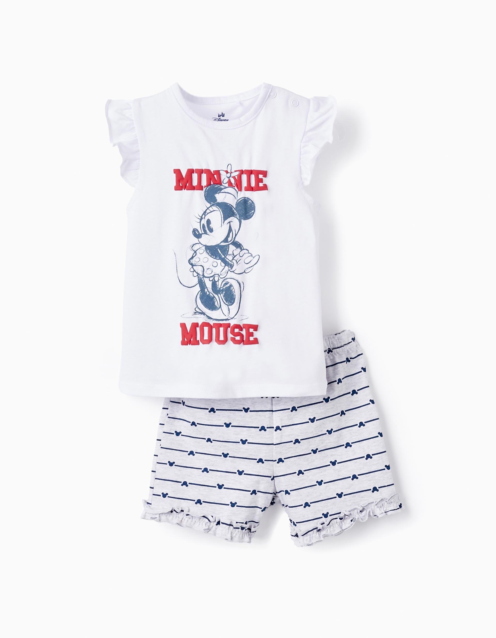 Pijama de Algodón para Bebé Niña 'Minnie', Blanco/Gris