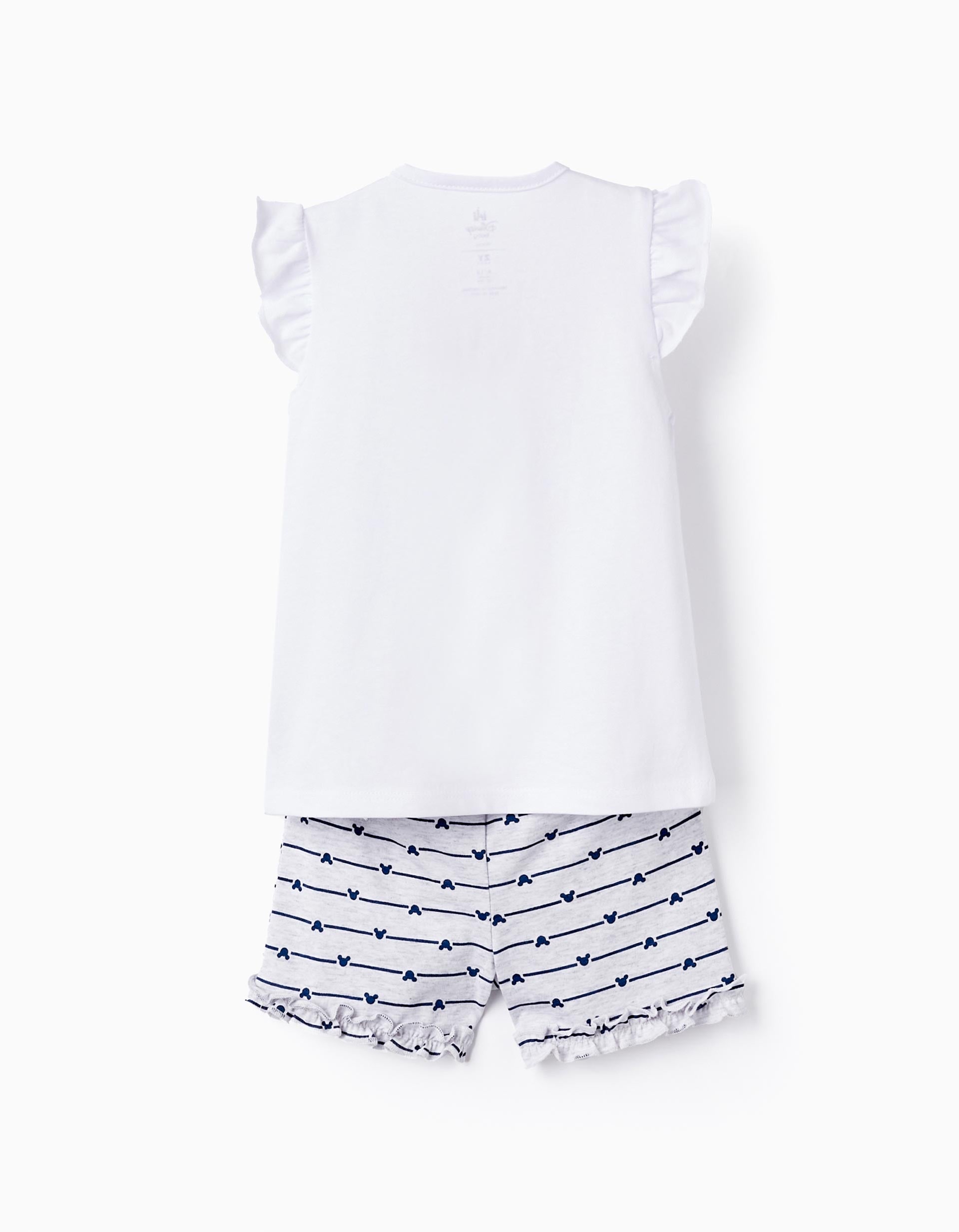 Pijama de Algodón para Bebé Niña 'Minnie', Blanco/Gris