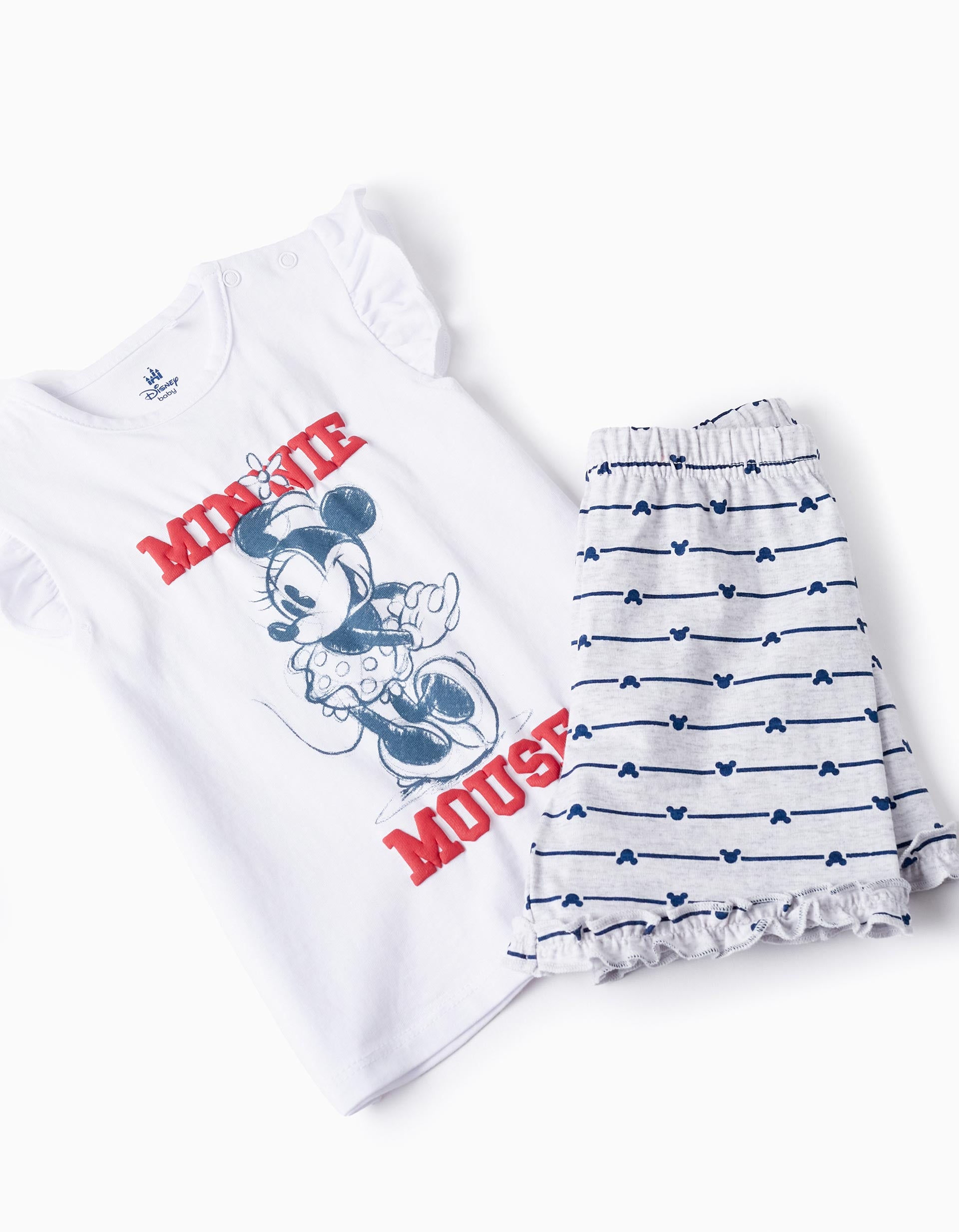 Pijama de Algodón para Bebé Niña 'Minnie', Blanco/Gris