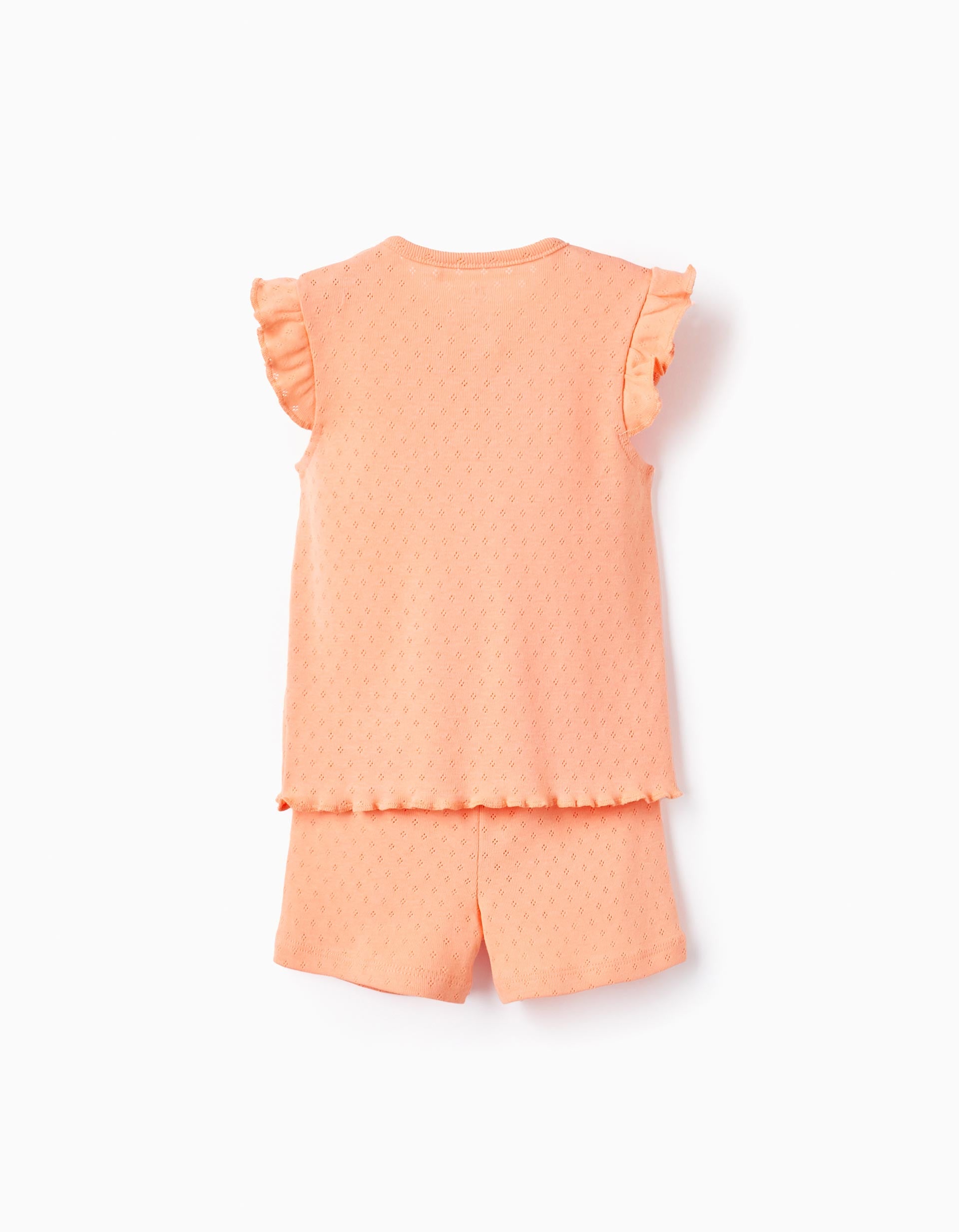 Pijama de Algodón Picado para Bebé Niña 'Flores', Coral