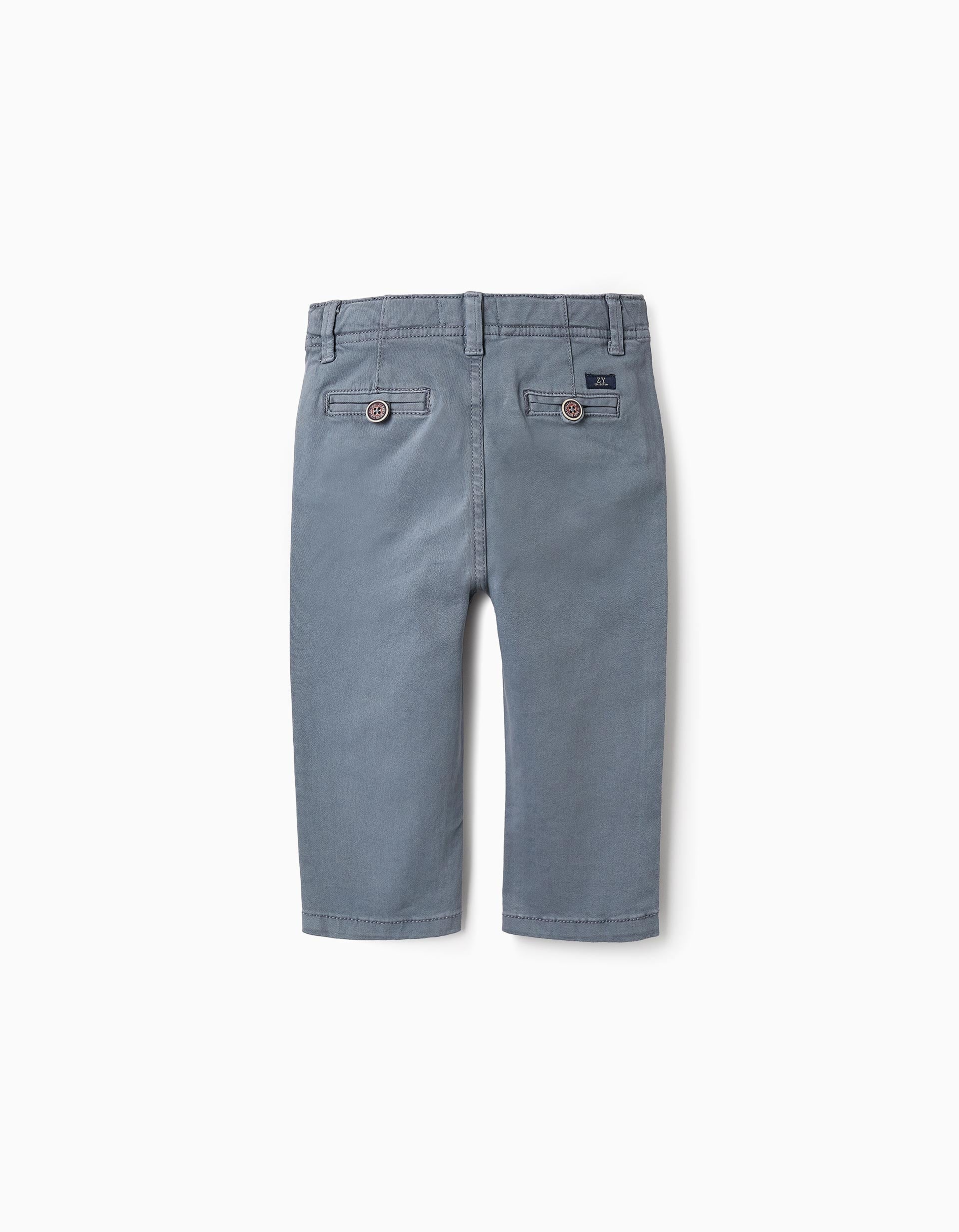 Twill Chino Trousers for Baby Boys, Blue