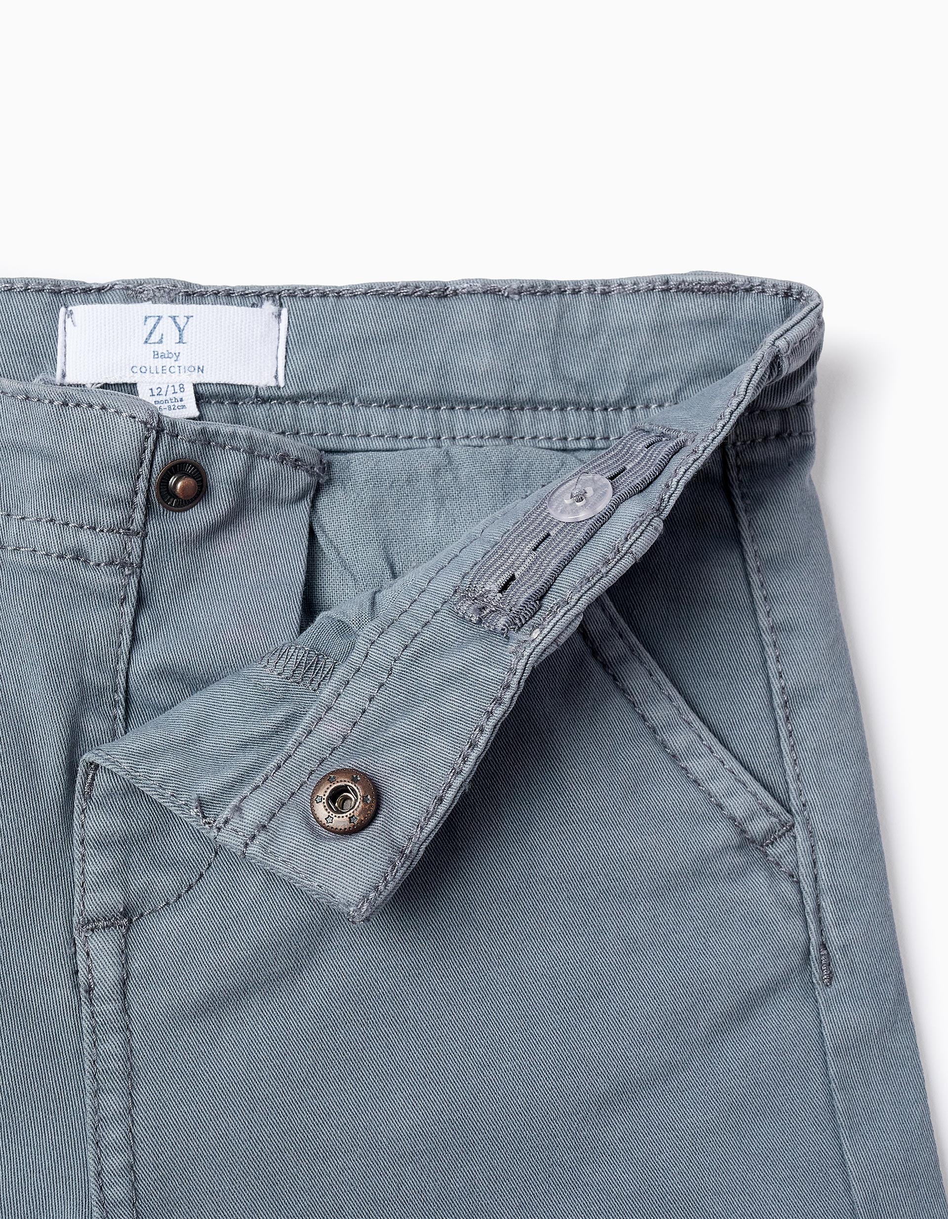 Twill Chino Trousers for Baby Boys, Blue