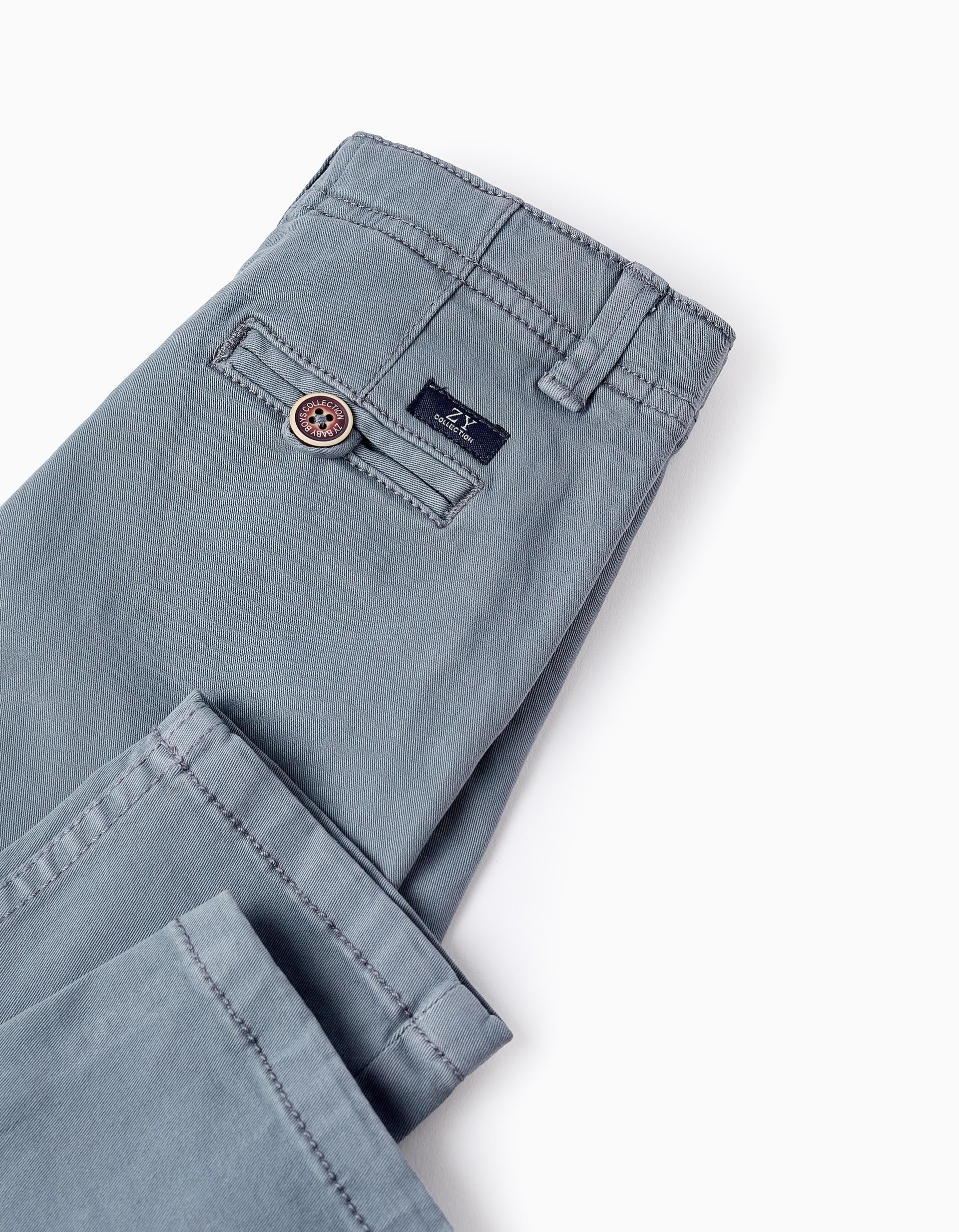 Twill Chino Trousers for Baby Boys, Blue