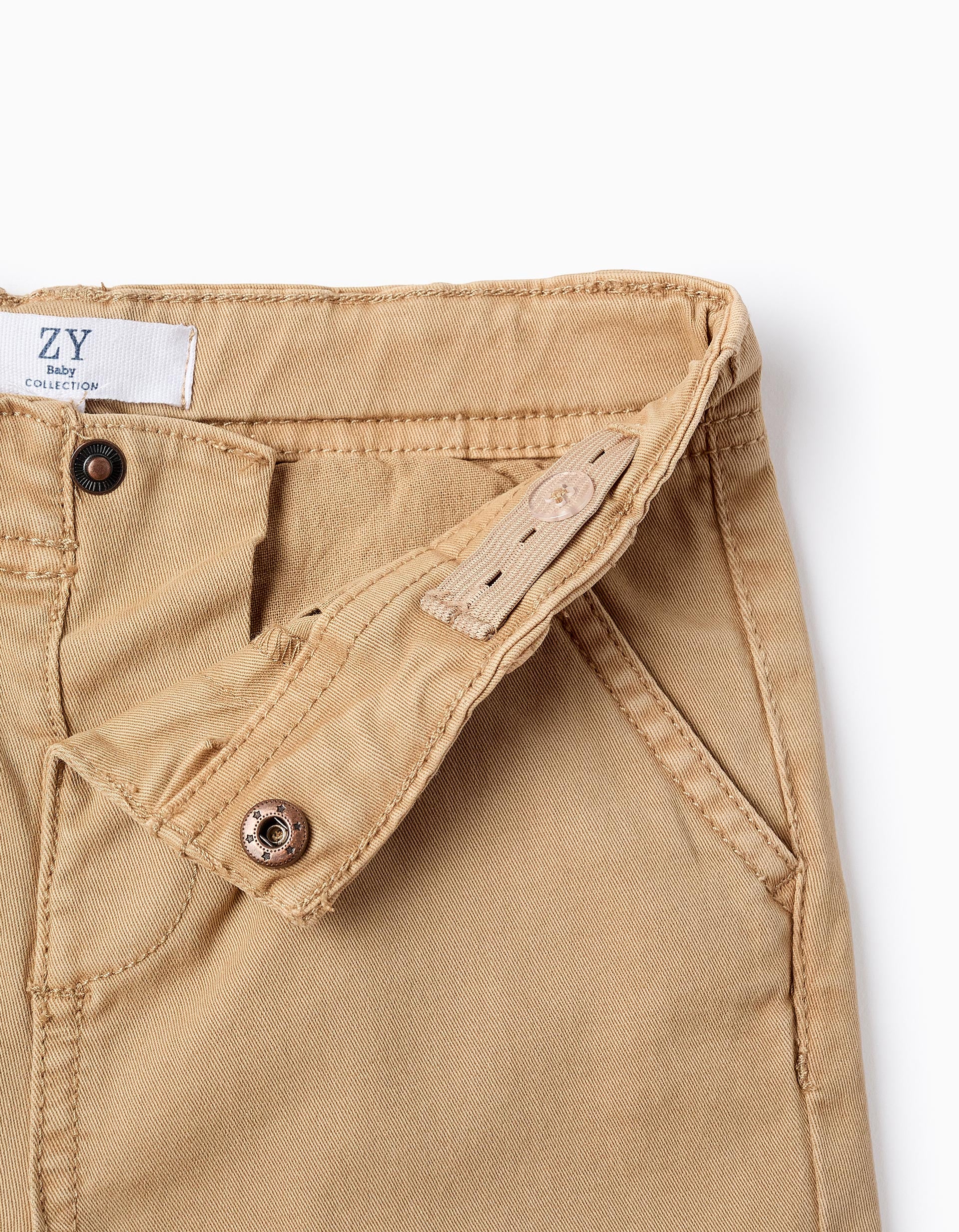 Twill Chino Trousers for Baby Boys, Camel