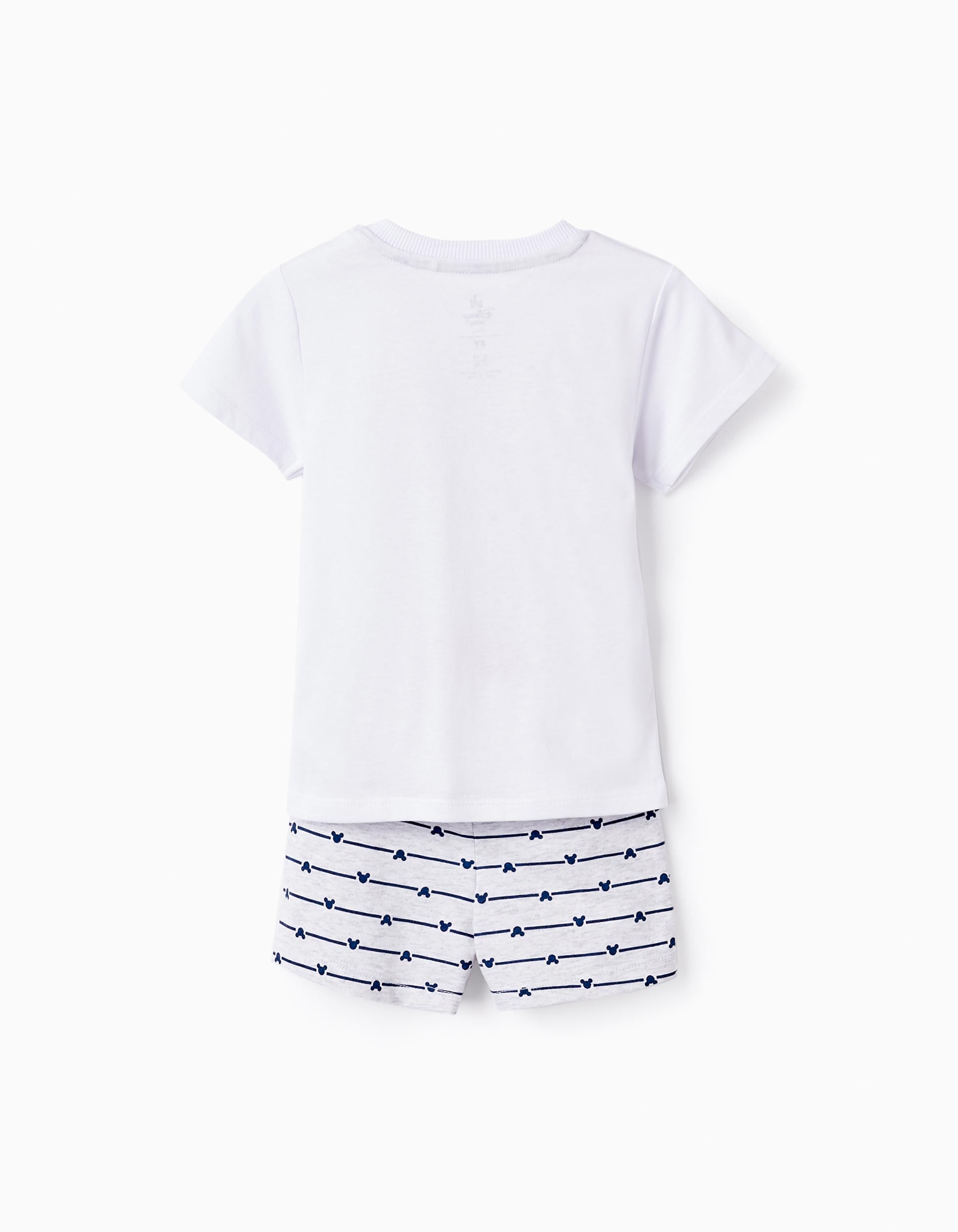 Pyjama En Coton Pour Bébé Garçon 'Mickey', Blanc/Gris