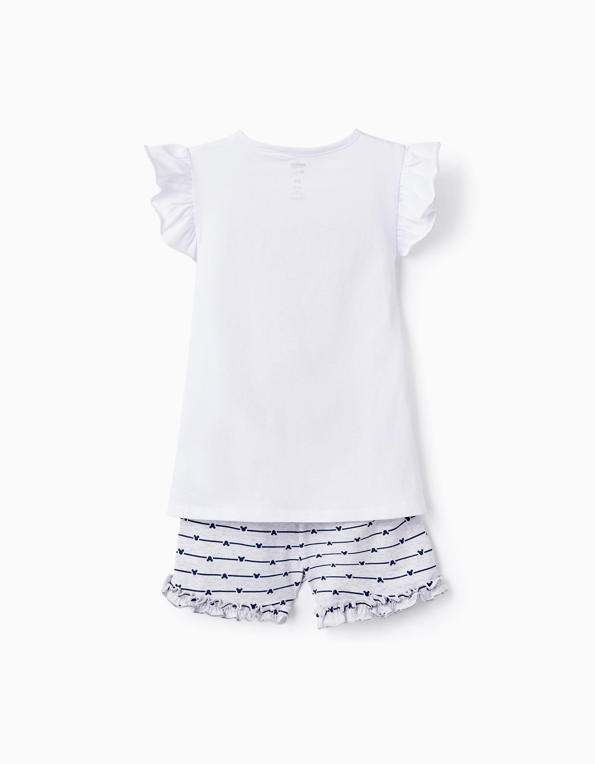 Pijama de Algodão para Menina 'Minnie', Branco/Cinza