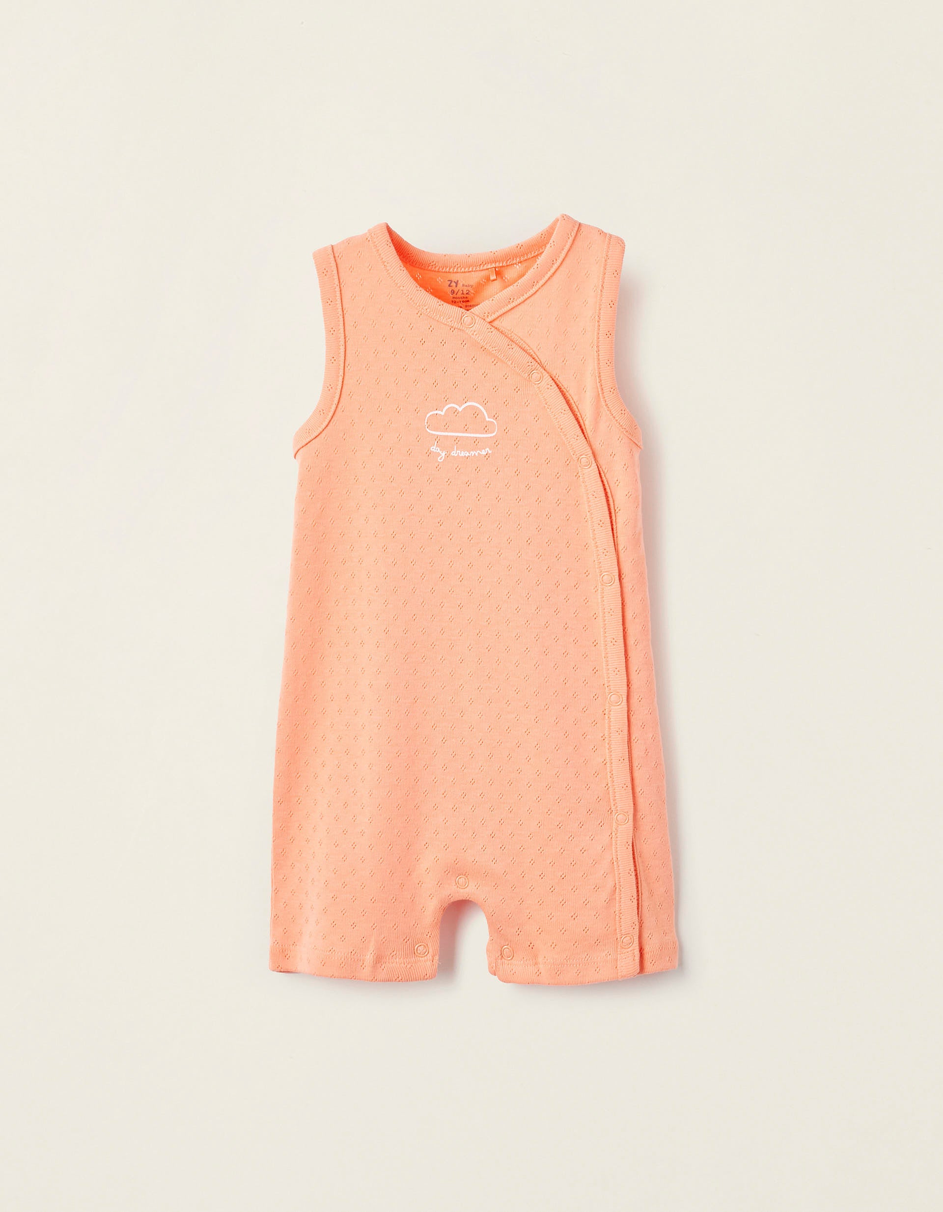 Pijama-Mono en Algodón Pointelle para Bebé Niña, Coral