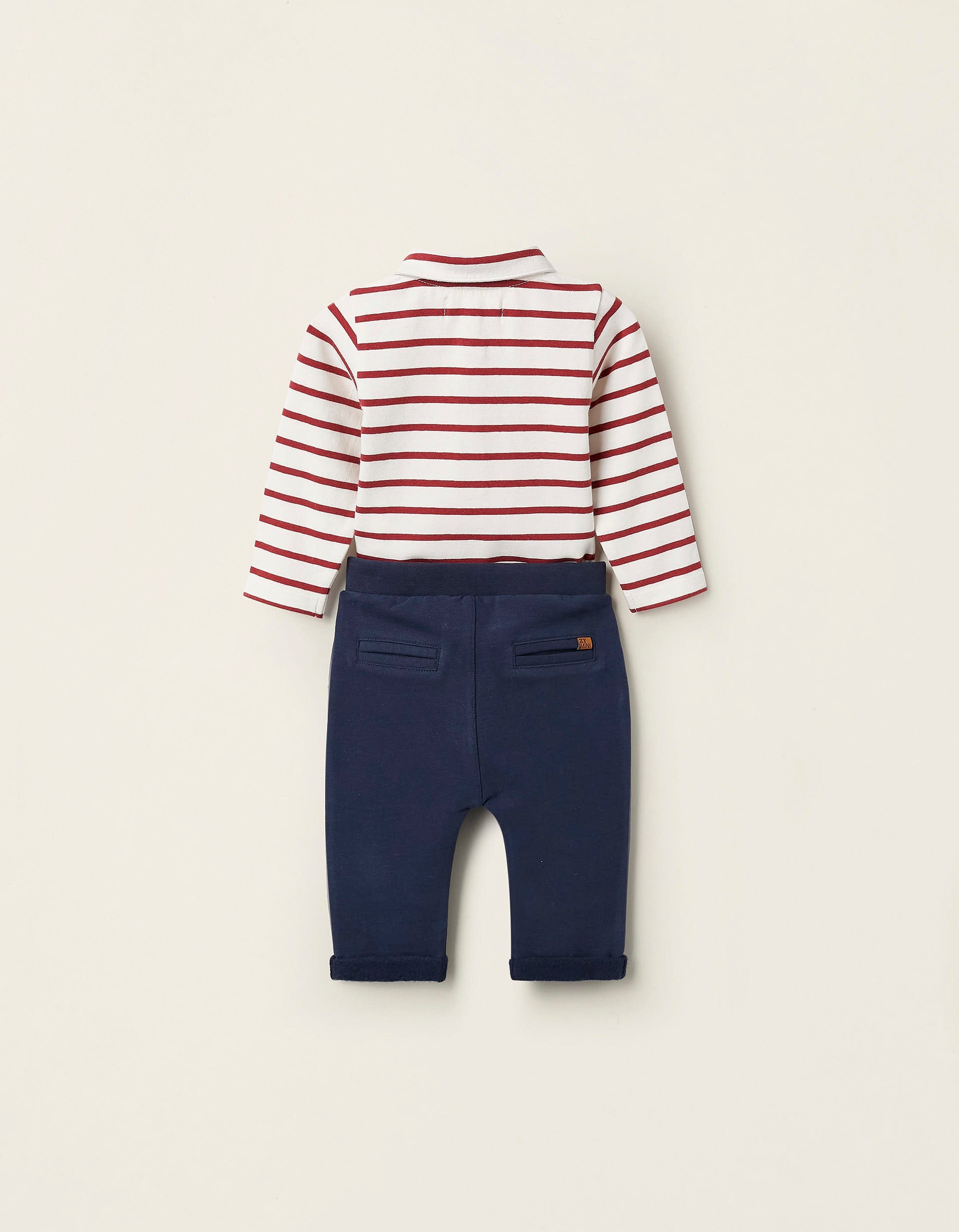 Striped Bodysuit + Fleece Trousers for Newborns, Multicolour