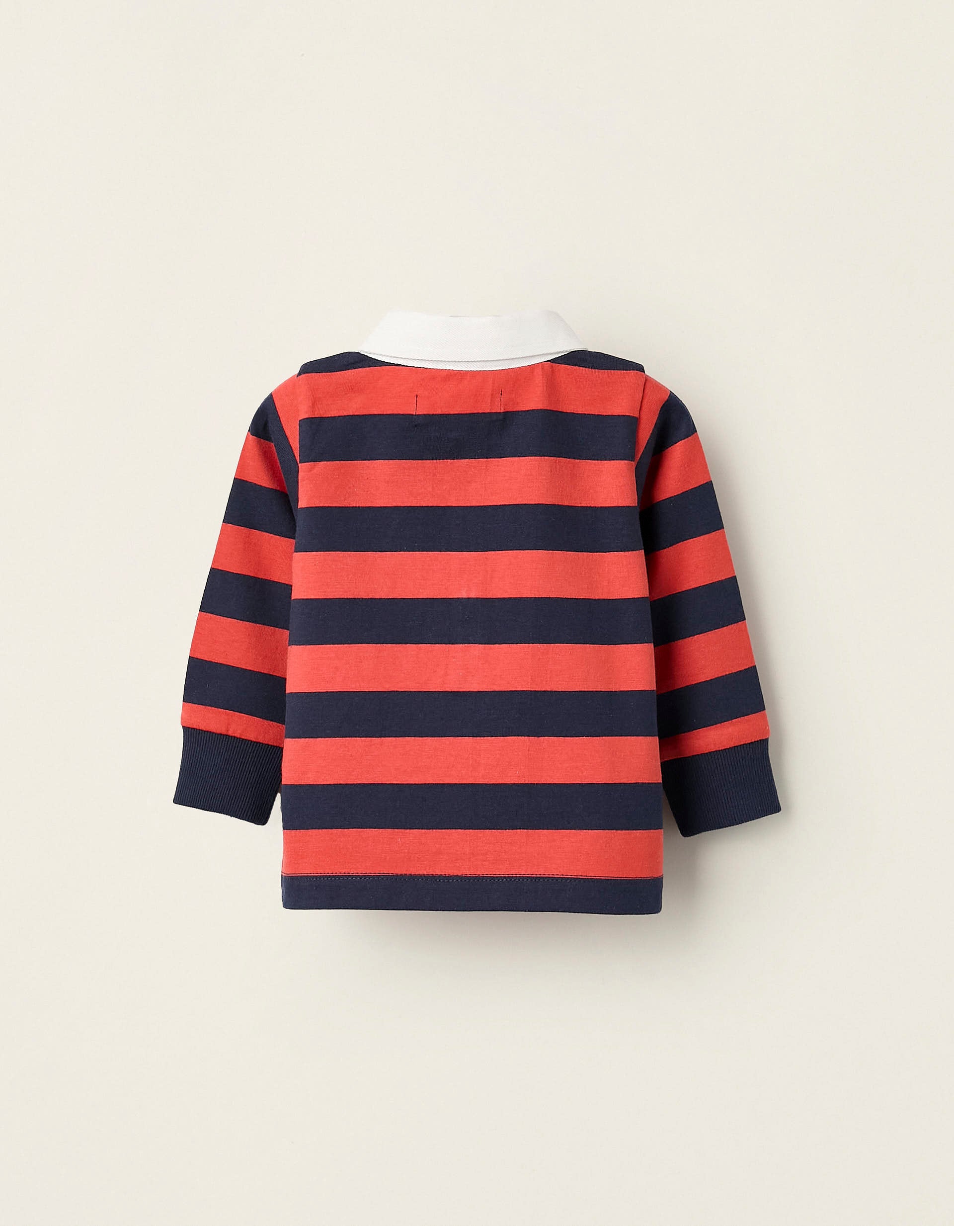 Long Sleeve Striped Polo for Baby Boys, Red/Blue