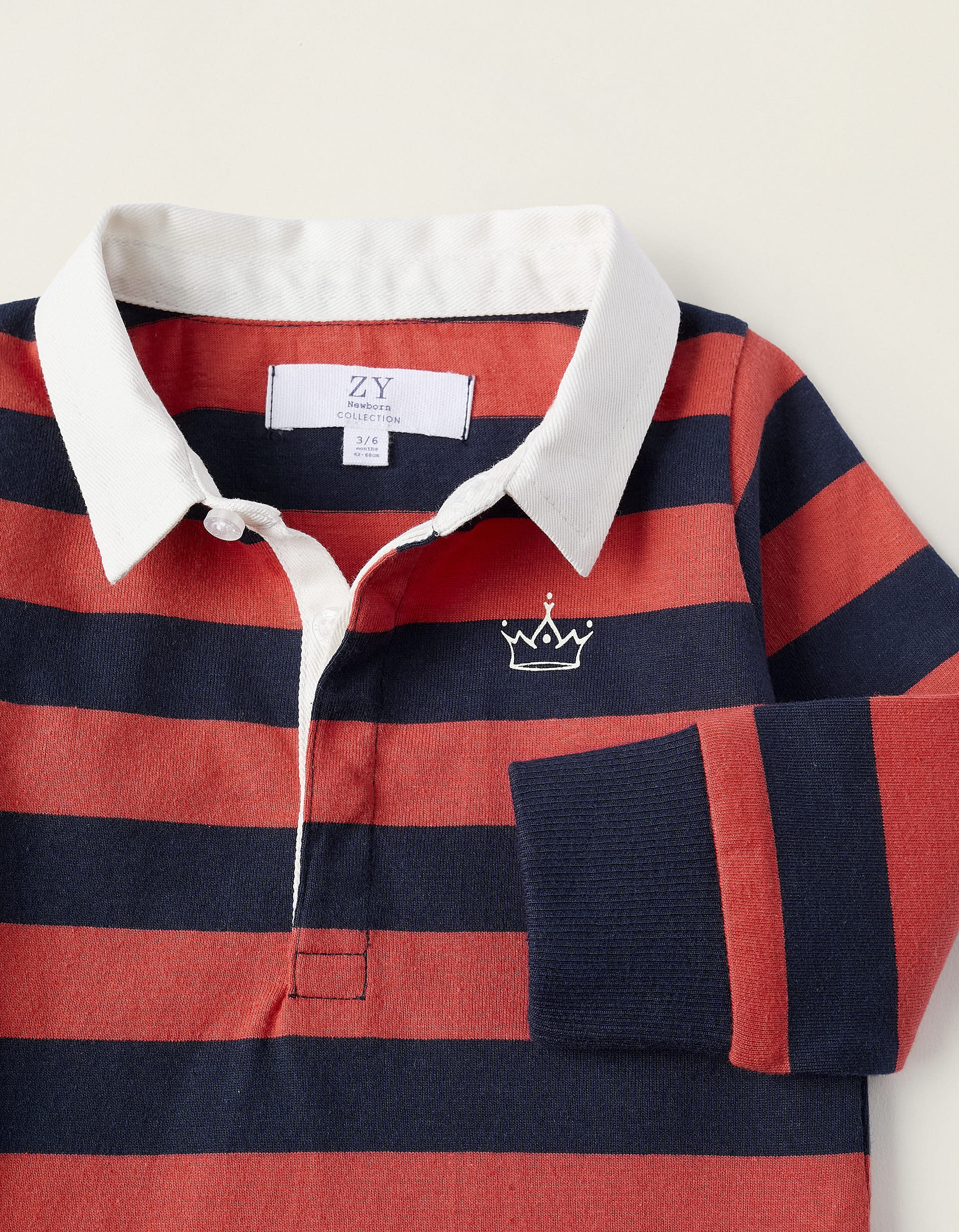 Long Sleeve Striped Polo for Baby Boys, Red/Blue