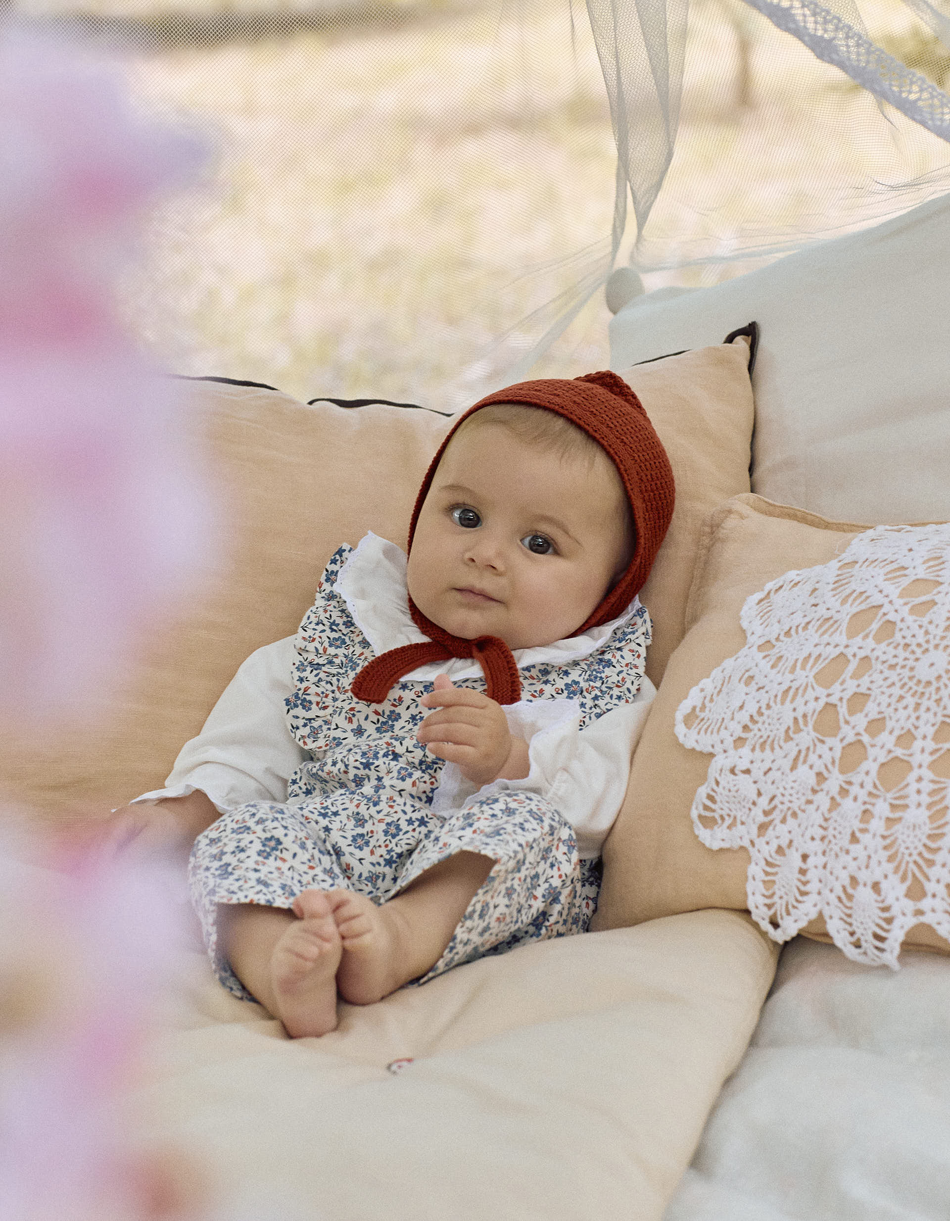 Body com Folhos e Renda para Recém-Nascida, Branco