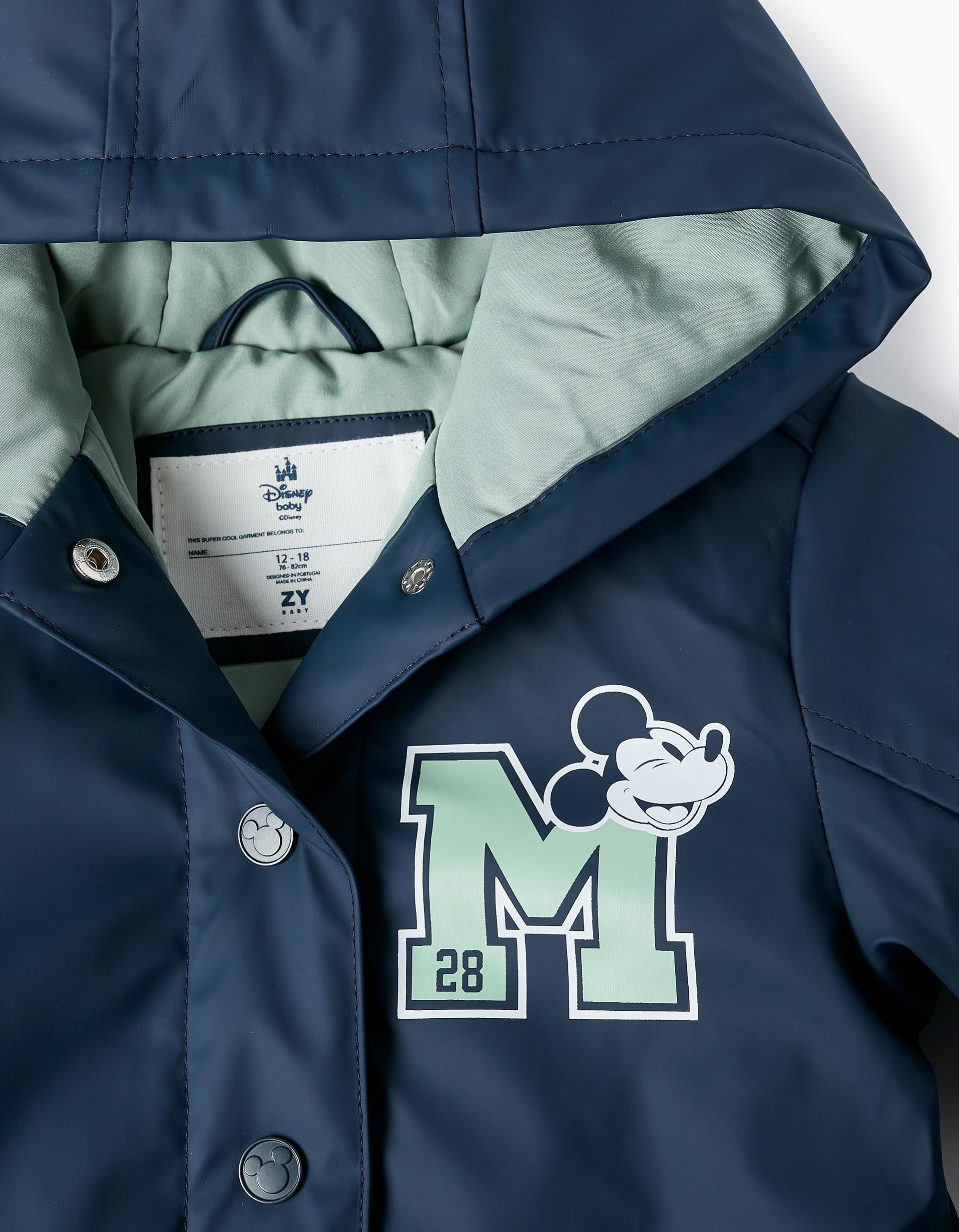 Parka de Borracha para Bebé Menino 'Mickey', Azul Escuro/Verde