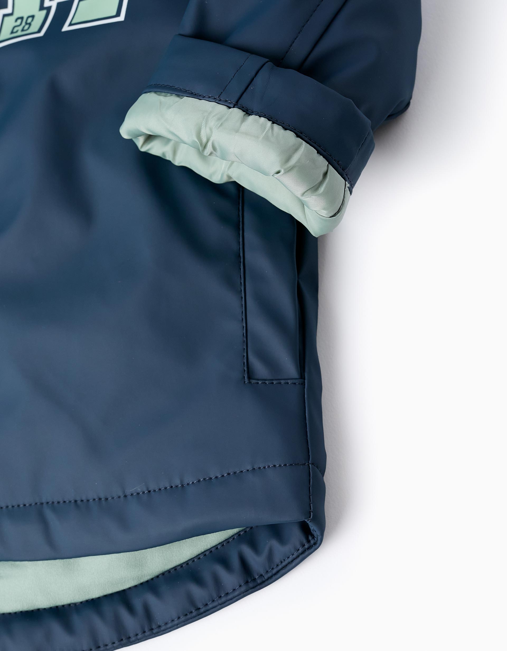 Parka en Caoutchouc pour Bébé Garçon 'Mickey', Bleu Foncé/Vert