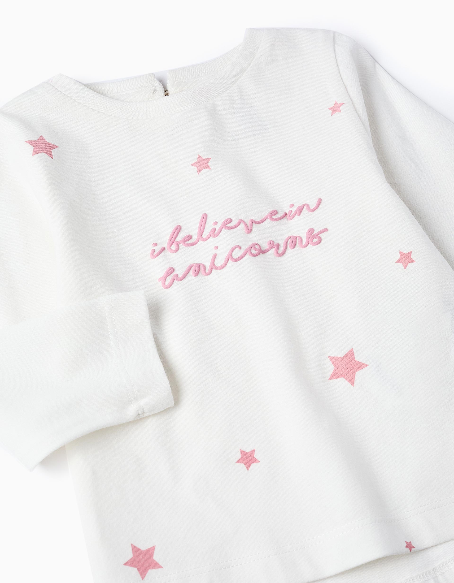 Chaqueta + Camiseta + Pantalón Perchado para Bebé Niña 'Unicornios', Rosa