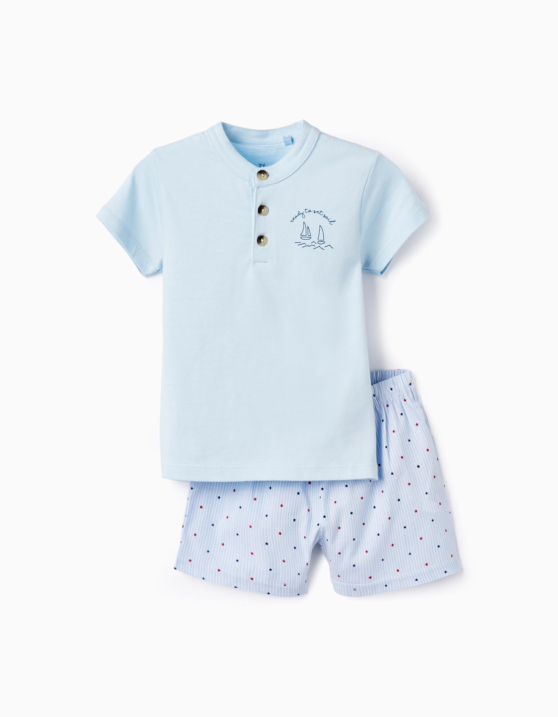 Pijama de Algodón con Estrellas para Bebé Niño, Azul