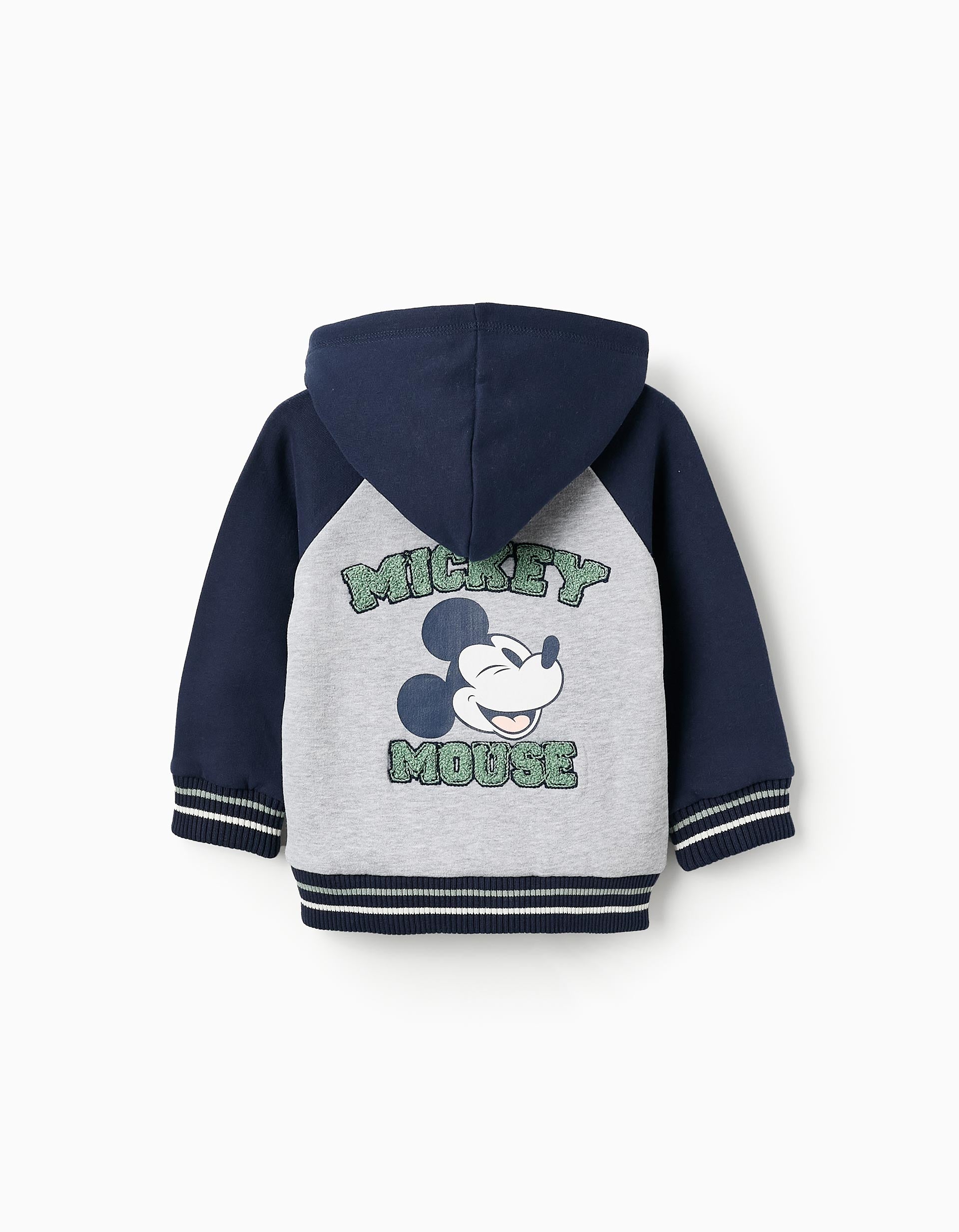 Chaqueta de Algodón con Capucha para Bebé Niño 'Mickey', Gris/Azul