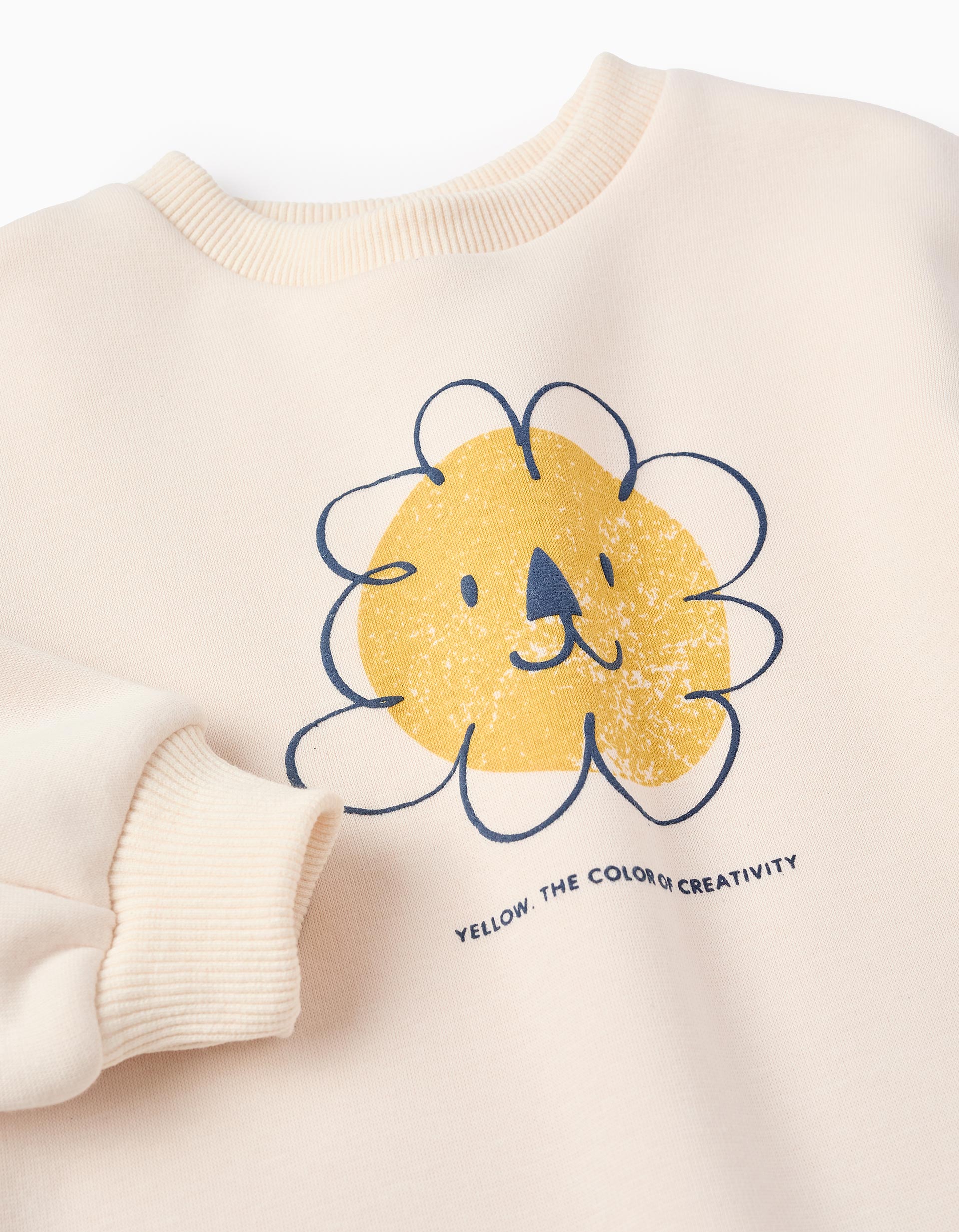 Sweat Cardada para Bebé Menina 'Leão', Branco