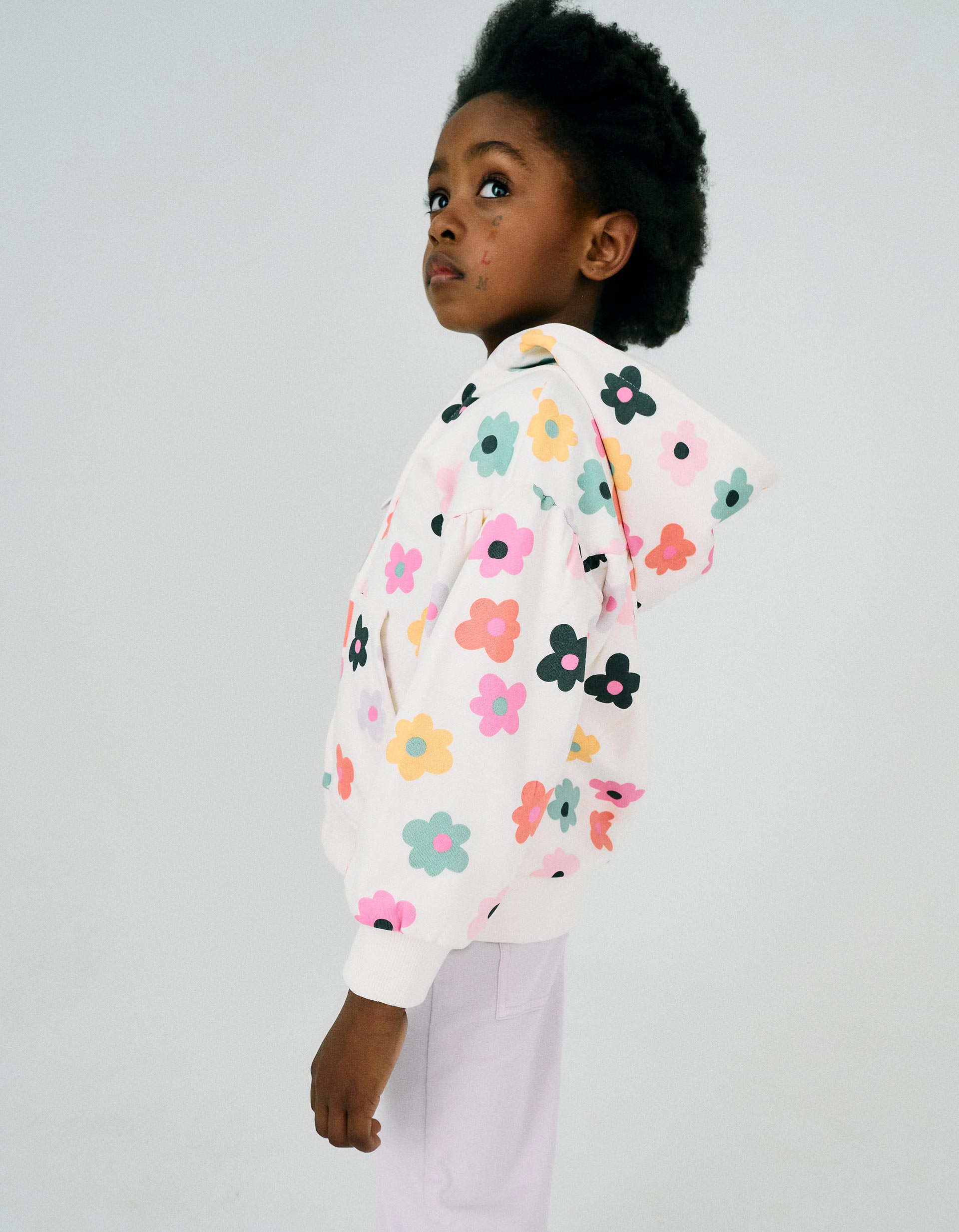 Veste Grattée avec Capuche pour Fille 'Flower Power', Multicolore