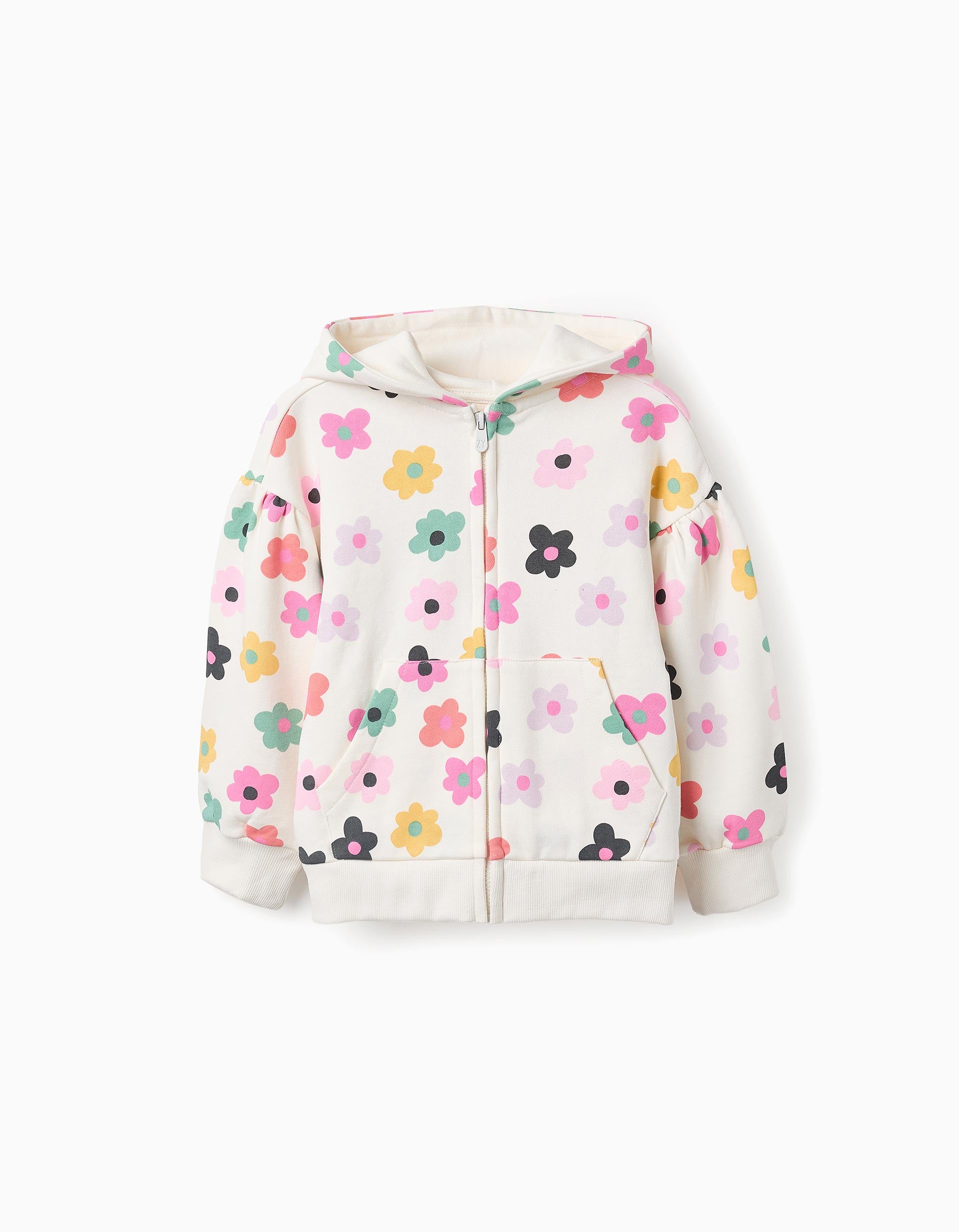 Casaco Cardado com Capuz para Menina 'Flower Power', Multicolor