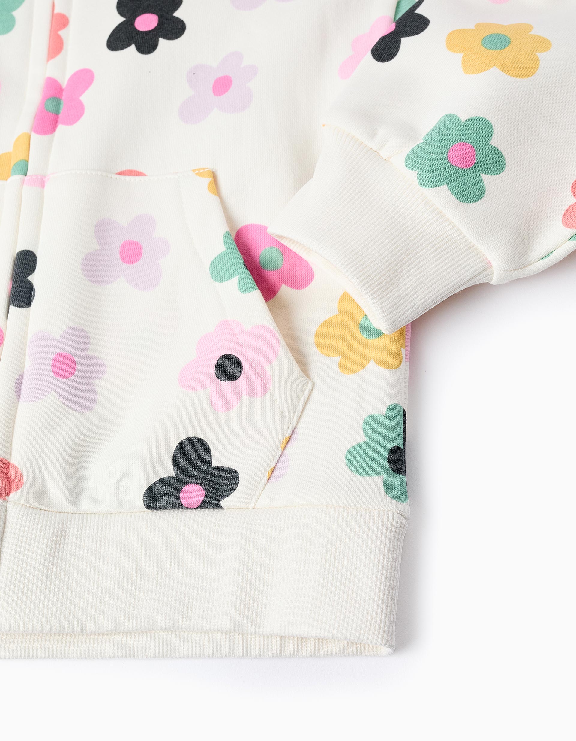 Veste Grattée avec Capuche pour Fille 'Flower Power', Multicolore