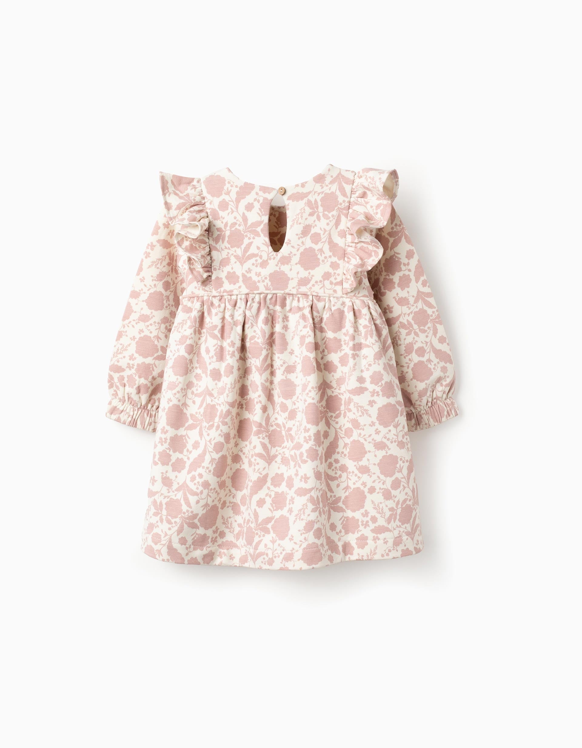 Vestido Floral + Fita de Cabelo para Bebé Menina, Branco/Rosa