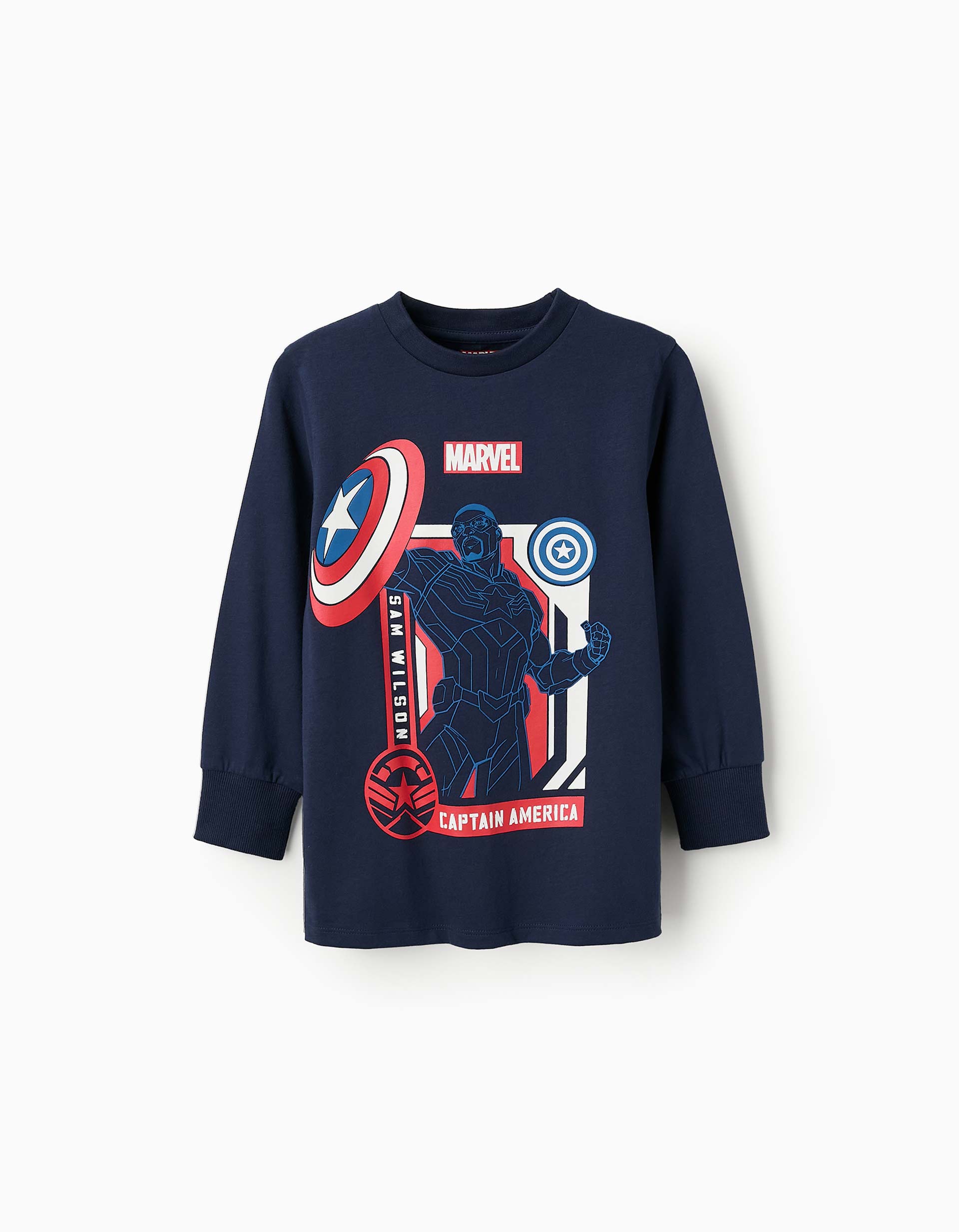 Long-sleeved T-shirt for Boys 'Captain America', Dark Blue