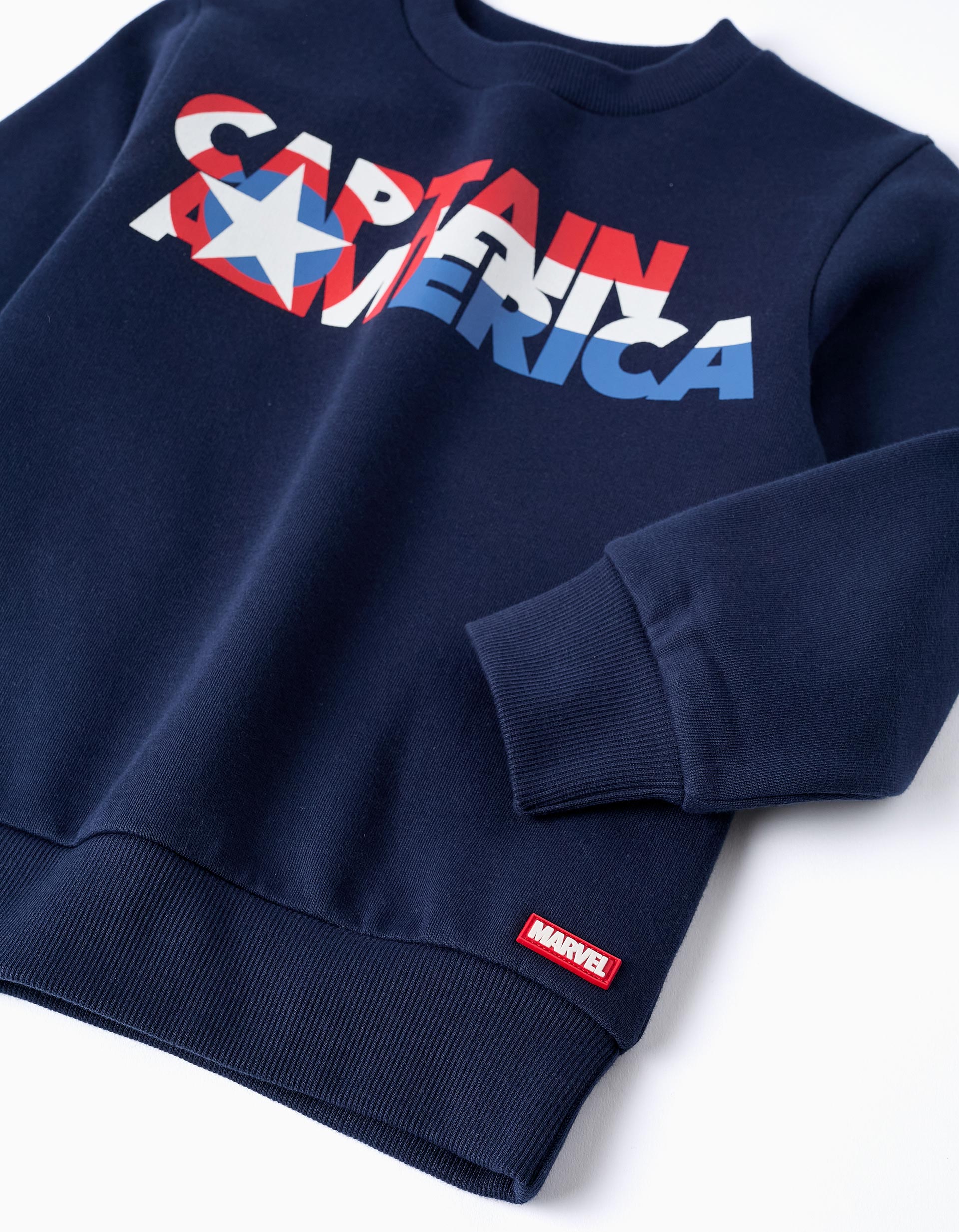 Sudadera de Algodón para Niño 'Capitán América', Azul Oscuro