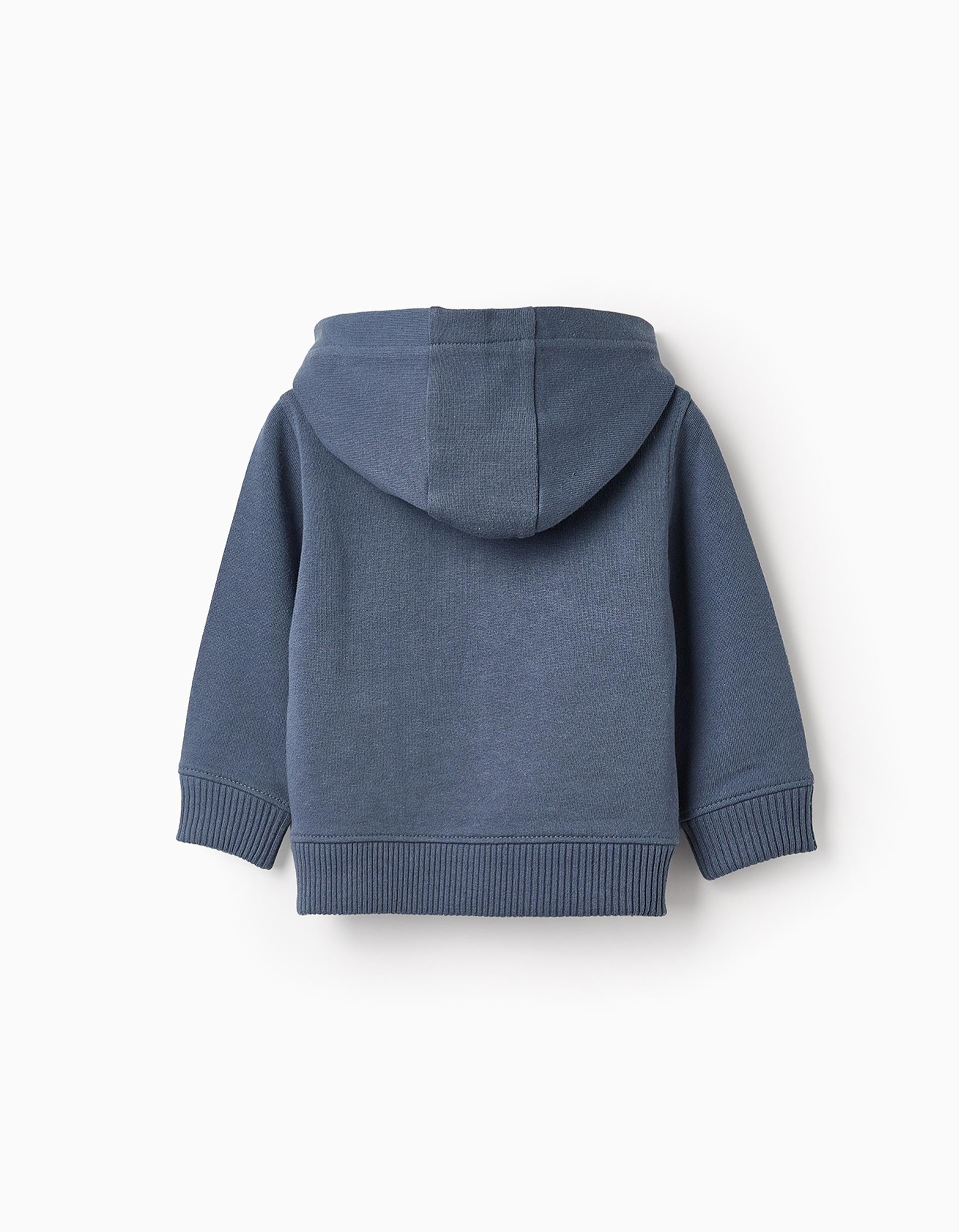 Cotton Hooded Sweatshirt with Pocket for Baby Boys Blue