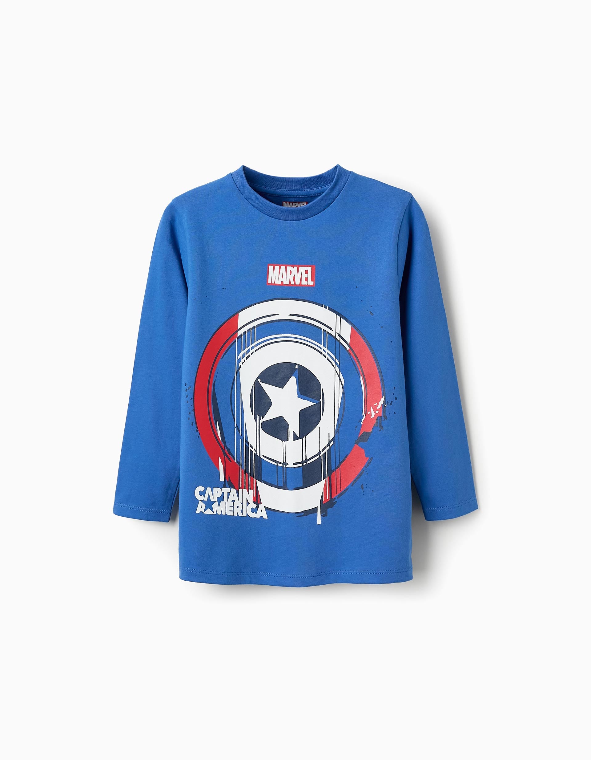 Long Sleeve Cotton T-shirt for Boys 'Captain America', Blue