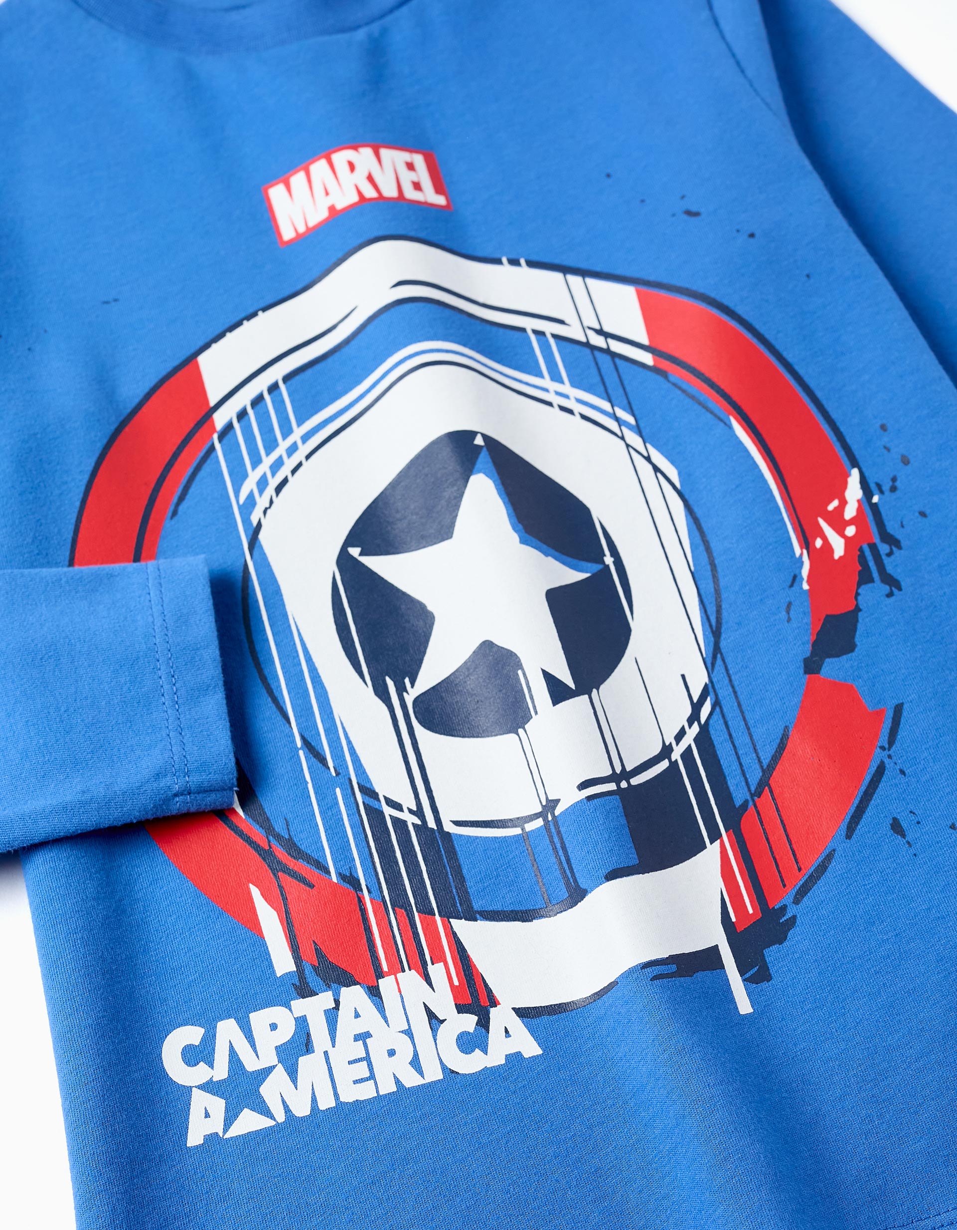 Long Sleeve Cotton T-shirt for Boys 'Captain America', Blue