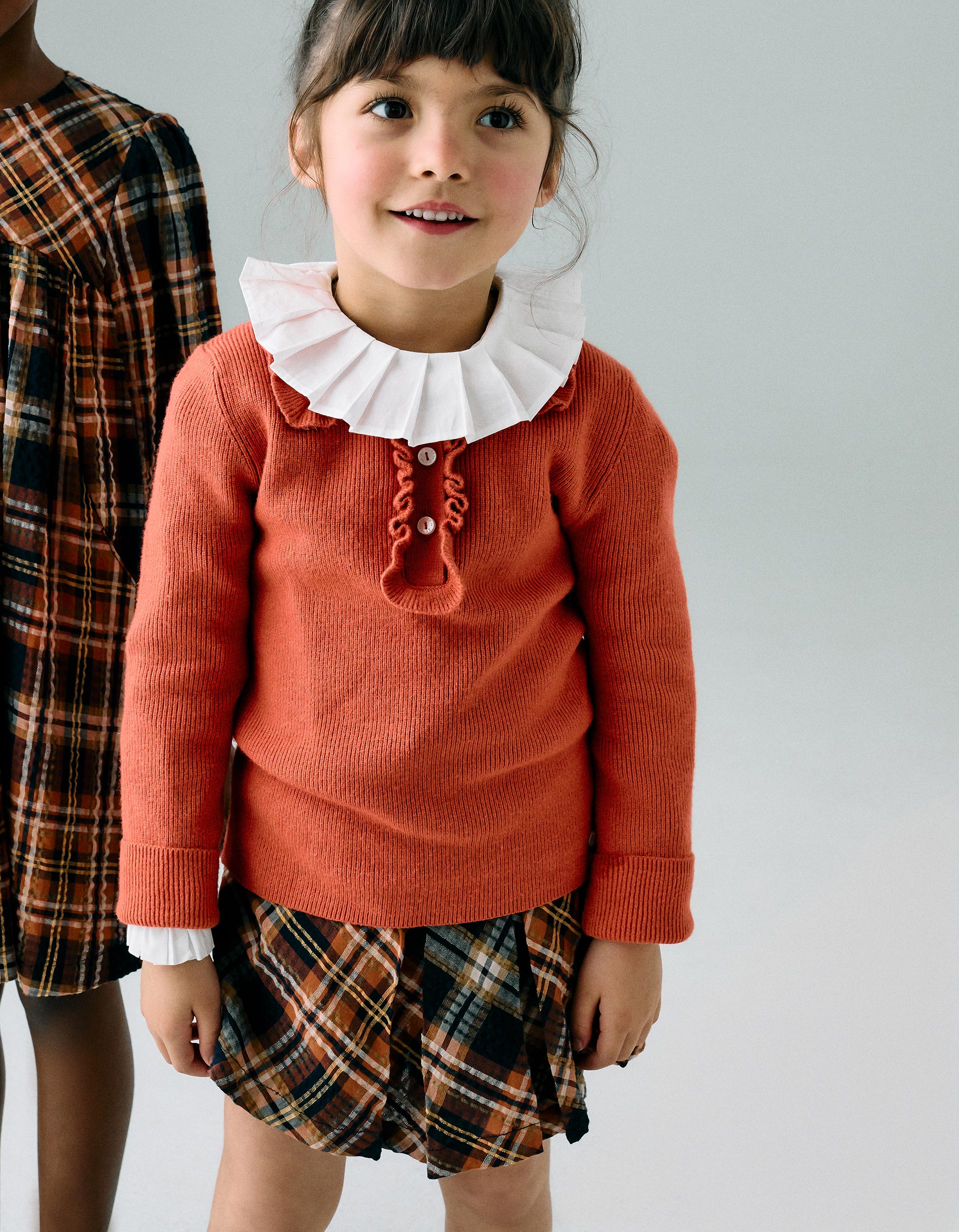 Falda-pantalón con Textura y Cuadros para Niña 'B&S', Naranja/Azul/Amarillo