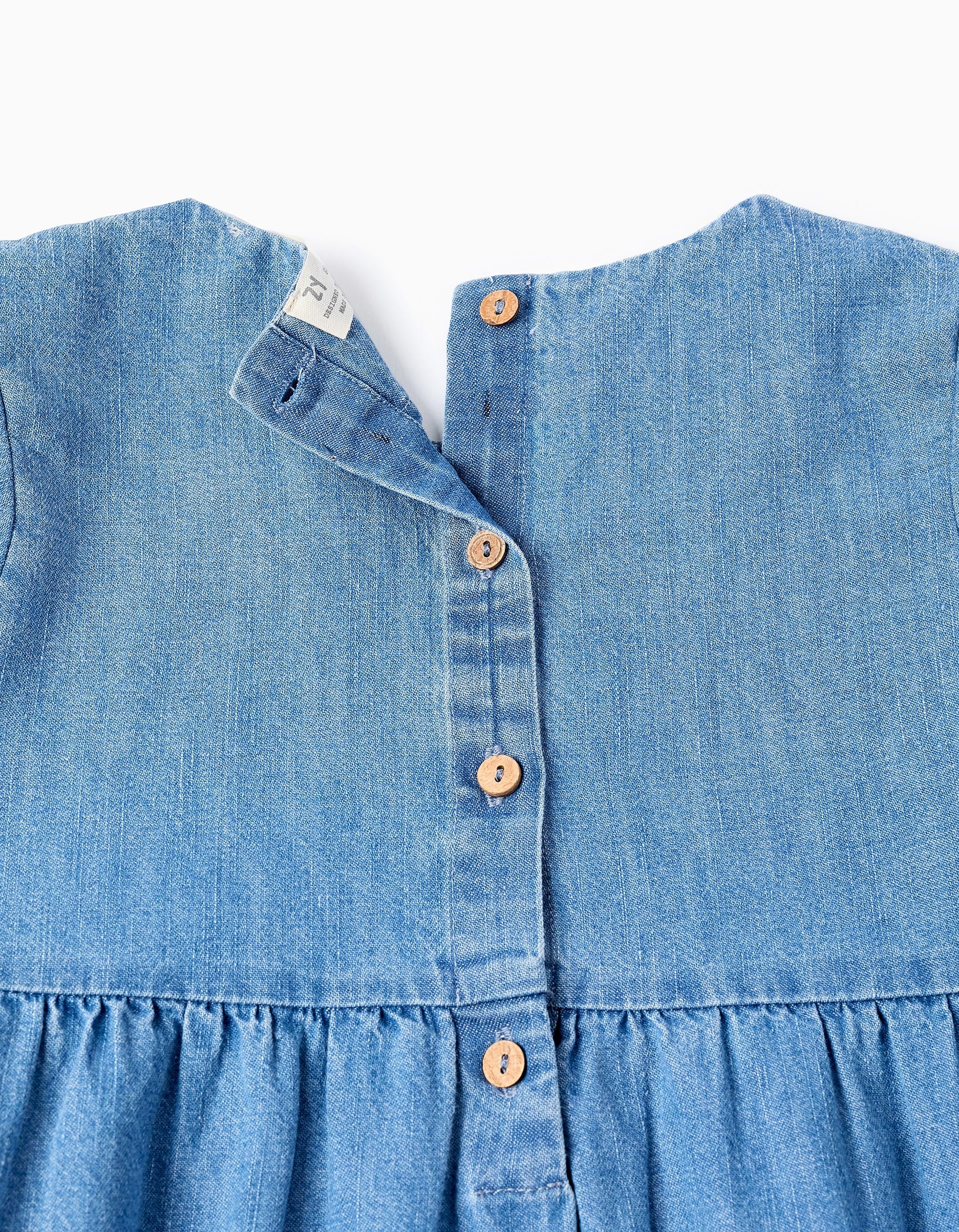 Robe en Denim avec Broderies pour Fille, Bleu