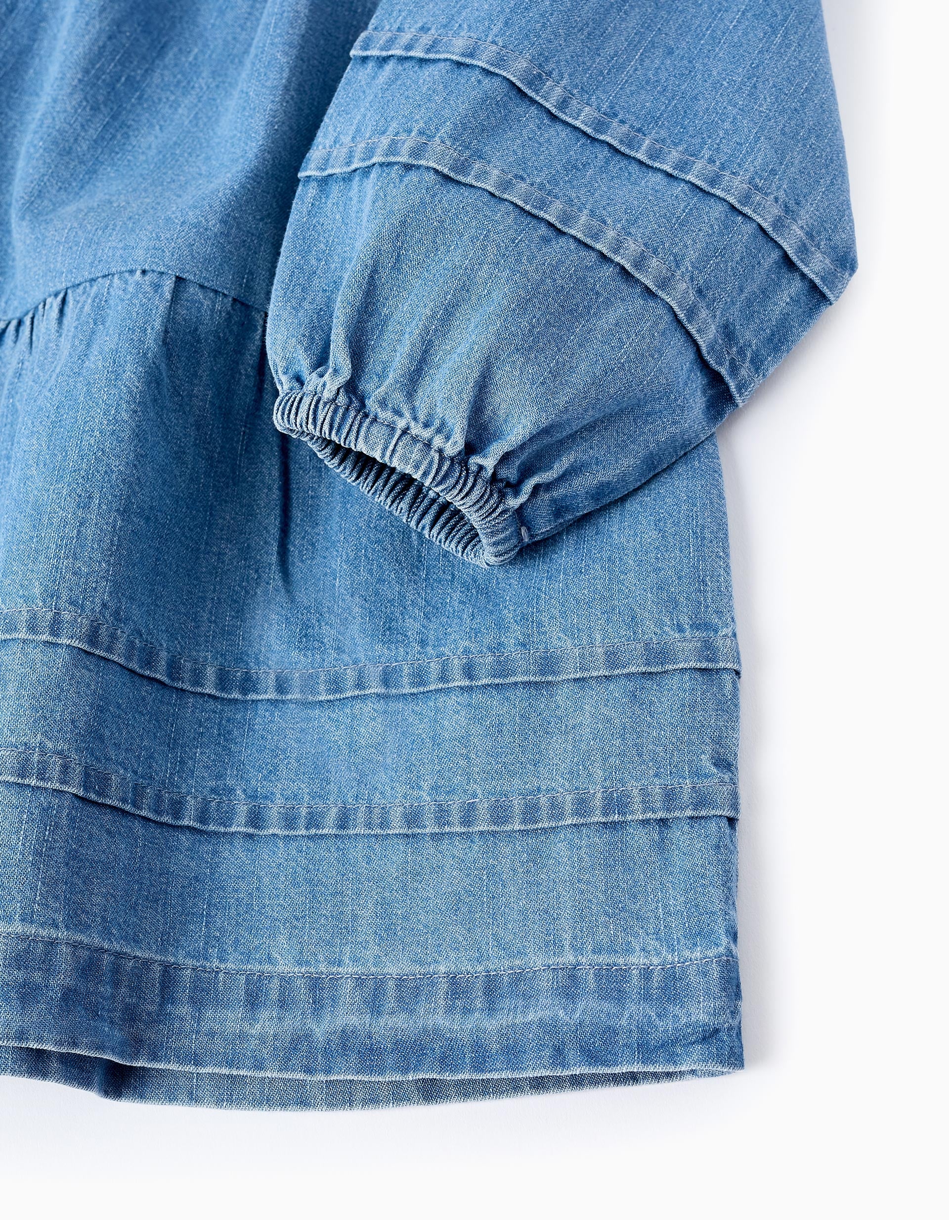 Robe en Denim avec Broderies pour Fille, Bleu