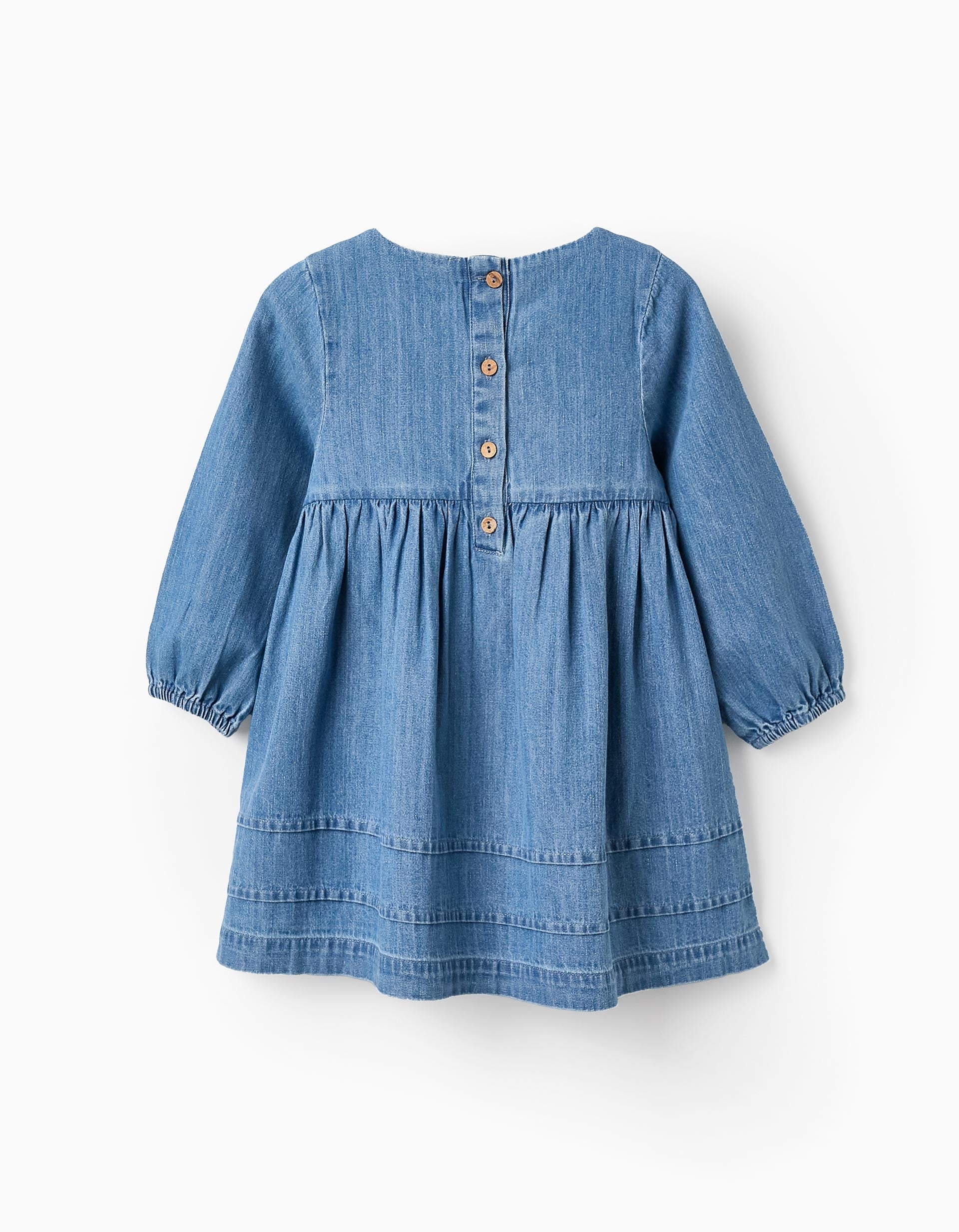 Vestido Vaquero con Bordados para Bebé Niña, Azul